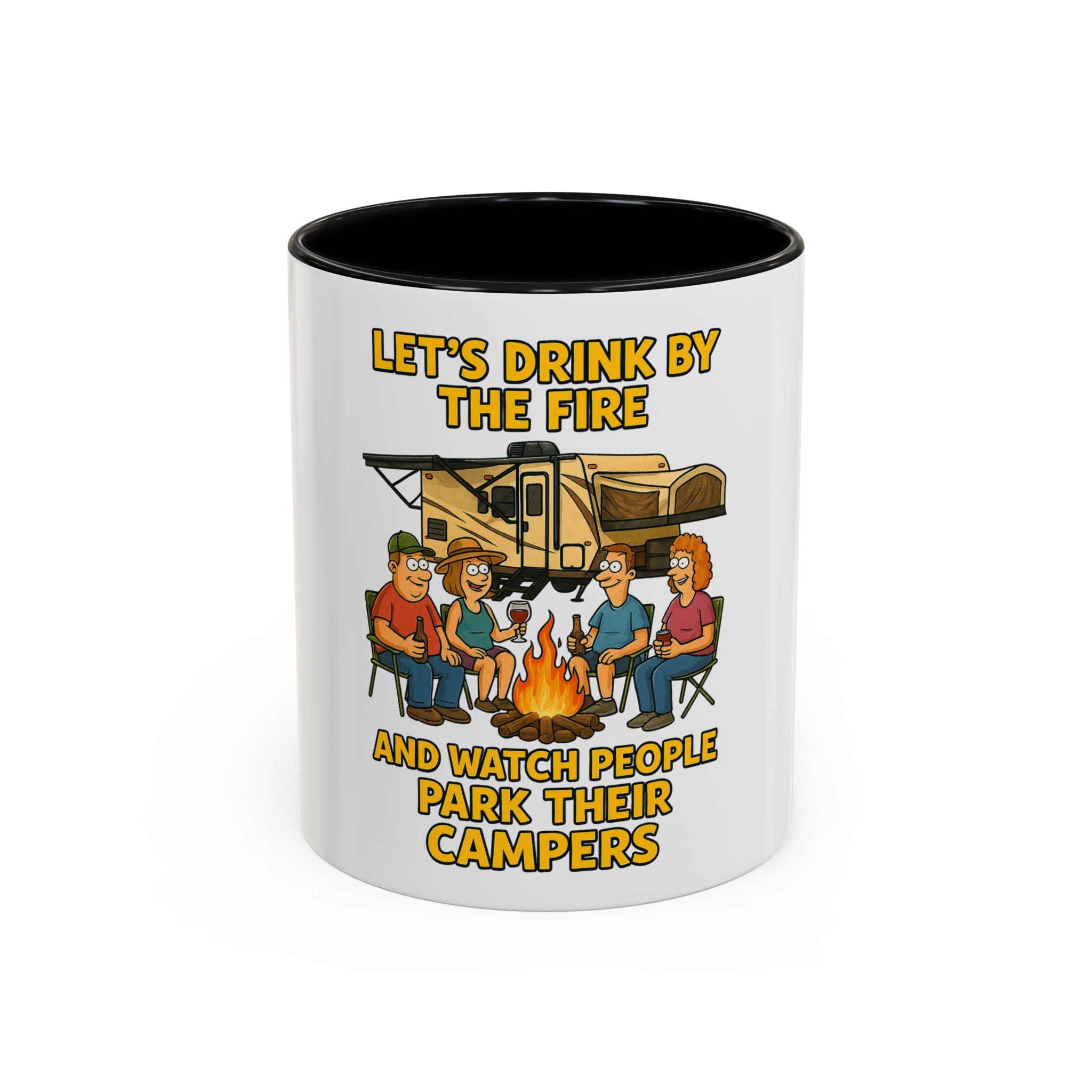 Campfire Accent Coffee Mug, Camping Gift, Outdoor Adventure Mug, RV Lovers Coffee Cup, Relaxing by the Fire