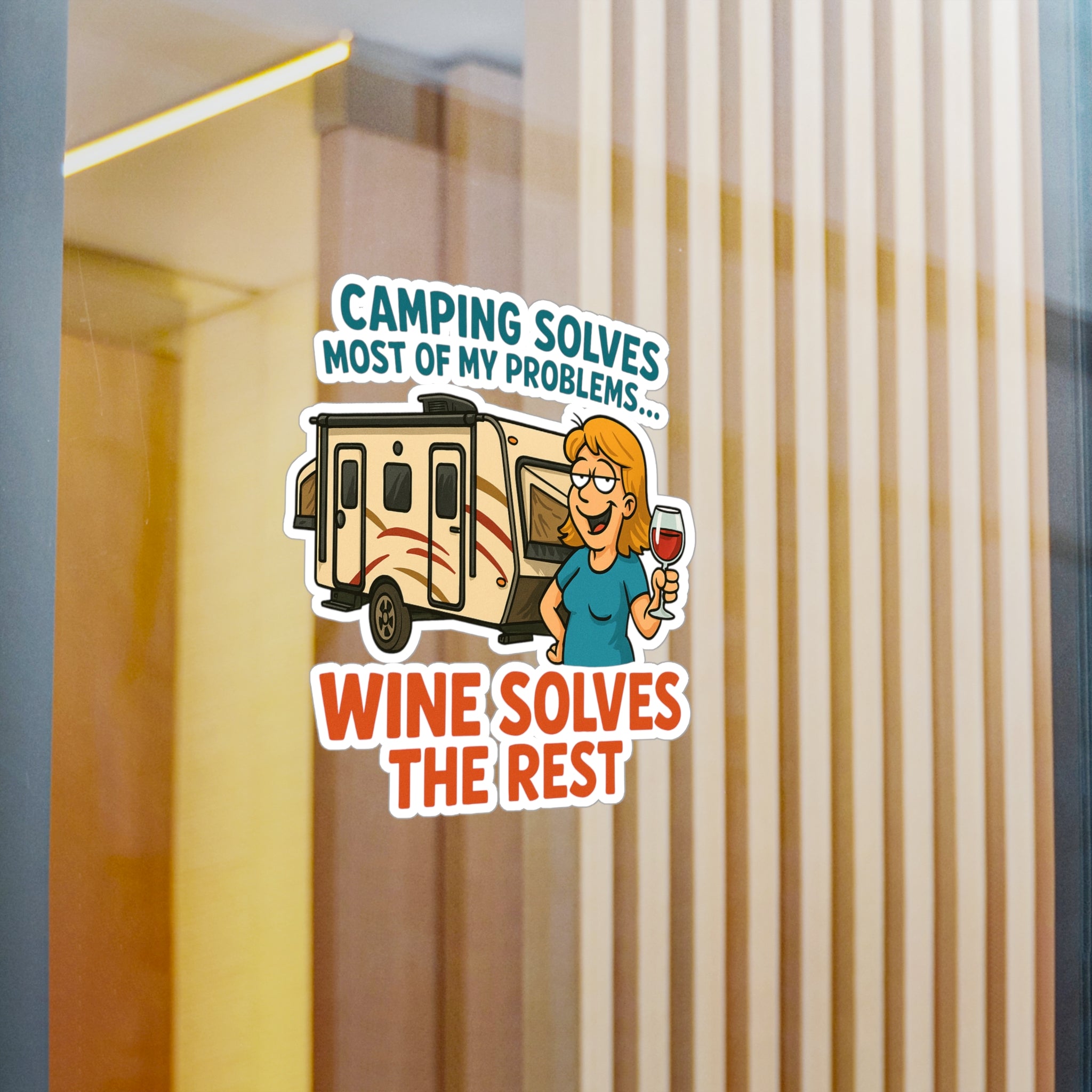 Vinyl Stickers for Camping Lovers, Fun Wine Decals, Outdoor Decor, RV Accessories, Gift for Wine Enthusiasts