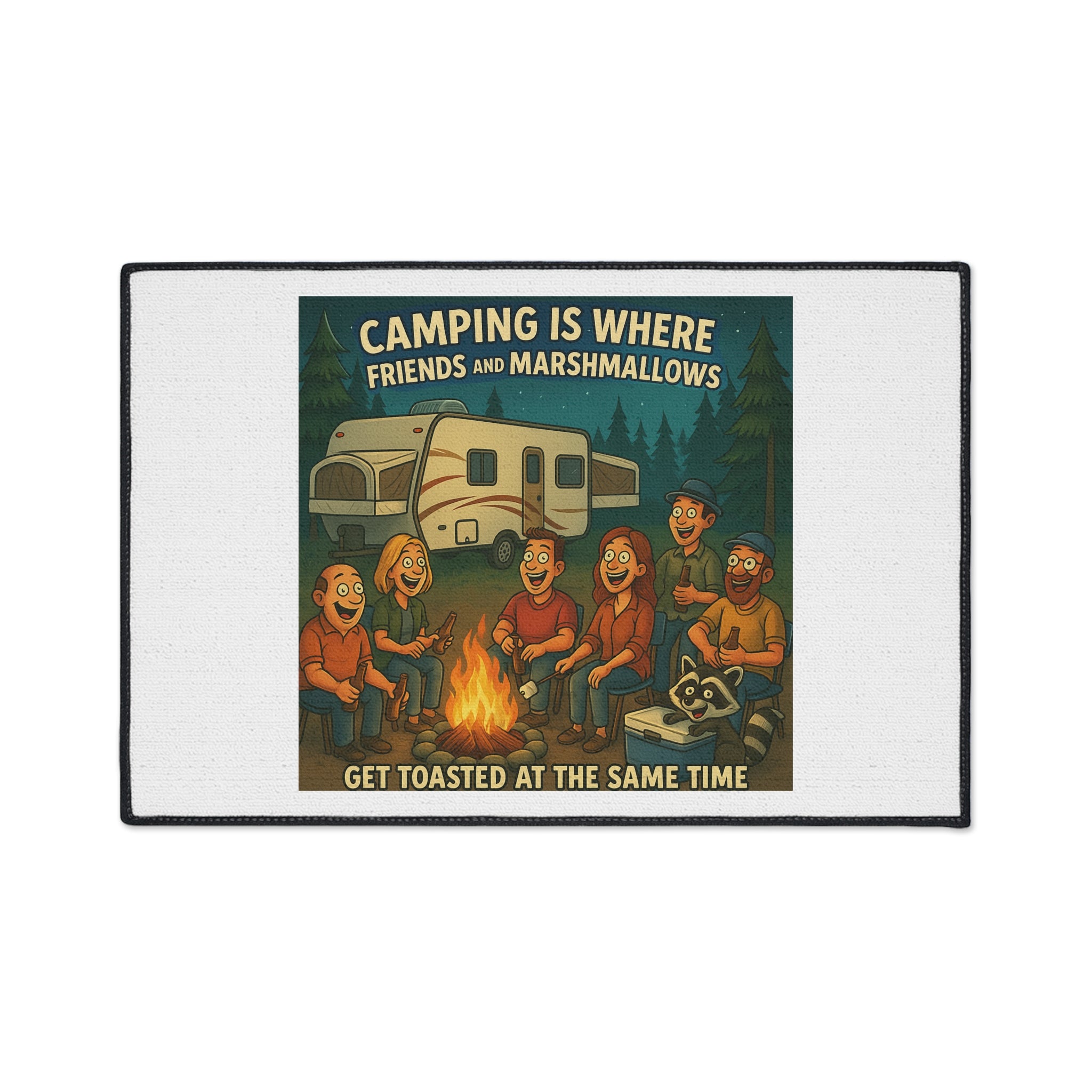 Camping Themed Heavy Duty Floor Mat - Perfect for Outdoor Gatherings, RV Life, Barbecues, and Cozy Campfires