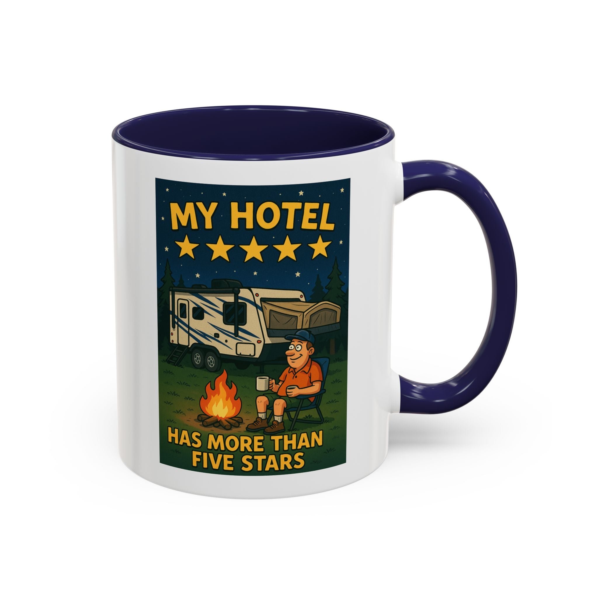 Camping-Themed Accent Coffee Mug | Perfect for RV Lovers, Campers, Travelers, Cozy Nights, Outdoor Adventures, Unique Gift Ideas