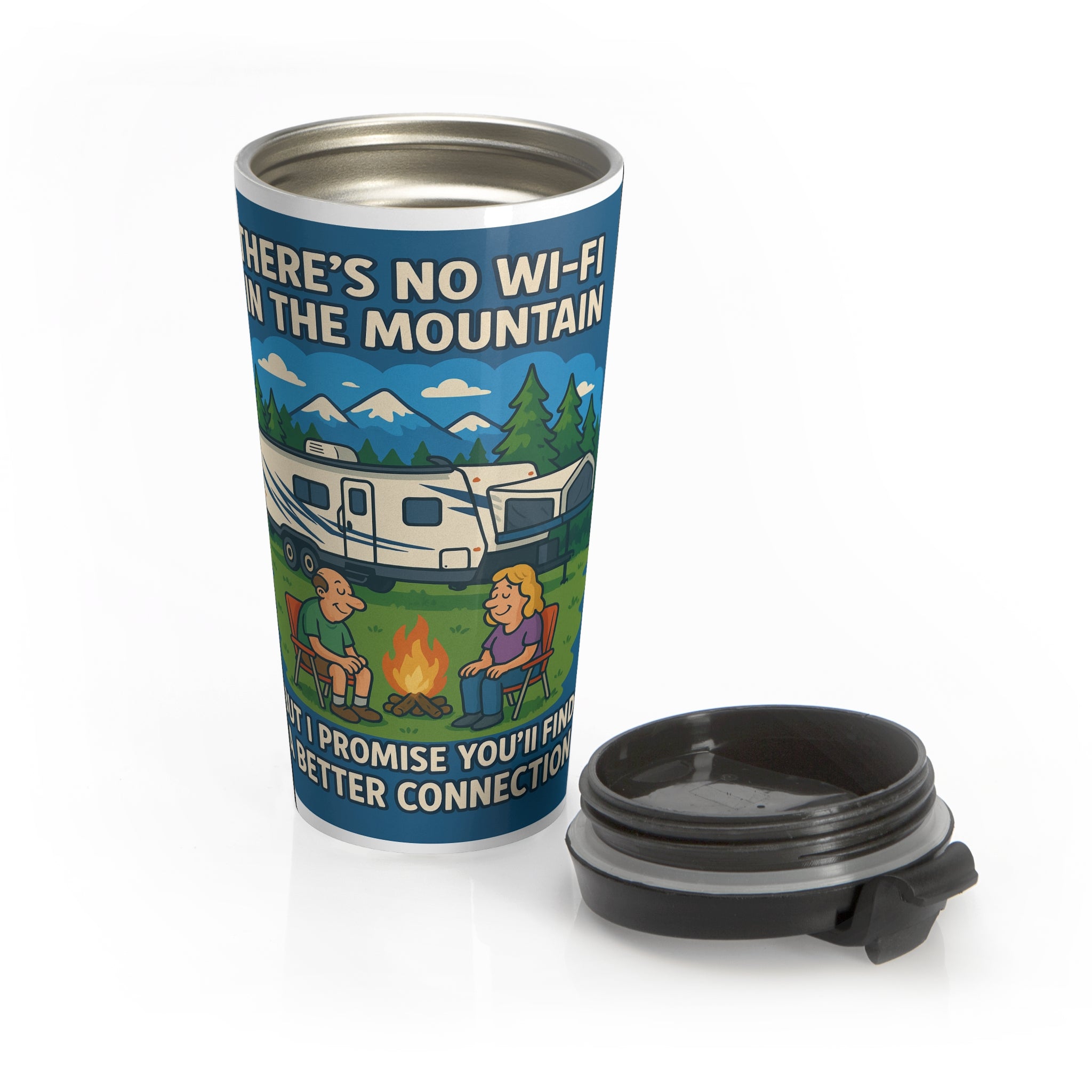 Adventure Travel Mug - Perfect for Camping, Road Trips, Hiking and Coffee Lovers, No Wi-Fi Connection Humor, Travel Cup, Outdoor Gift