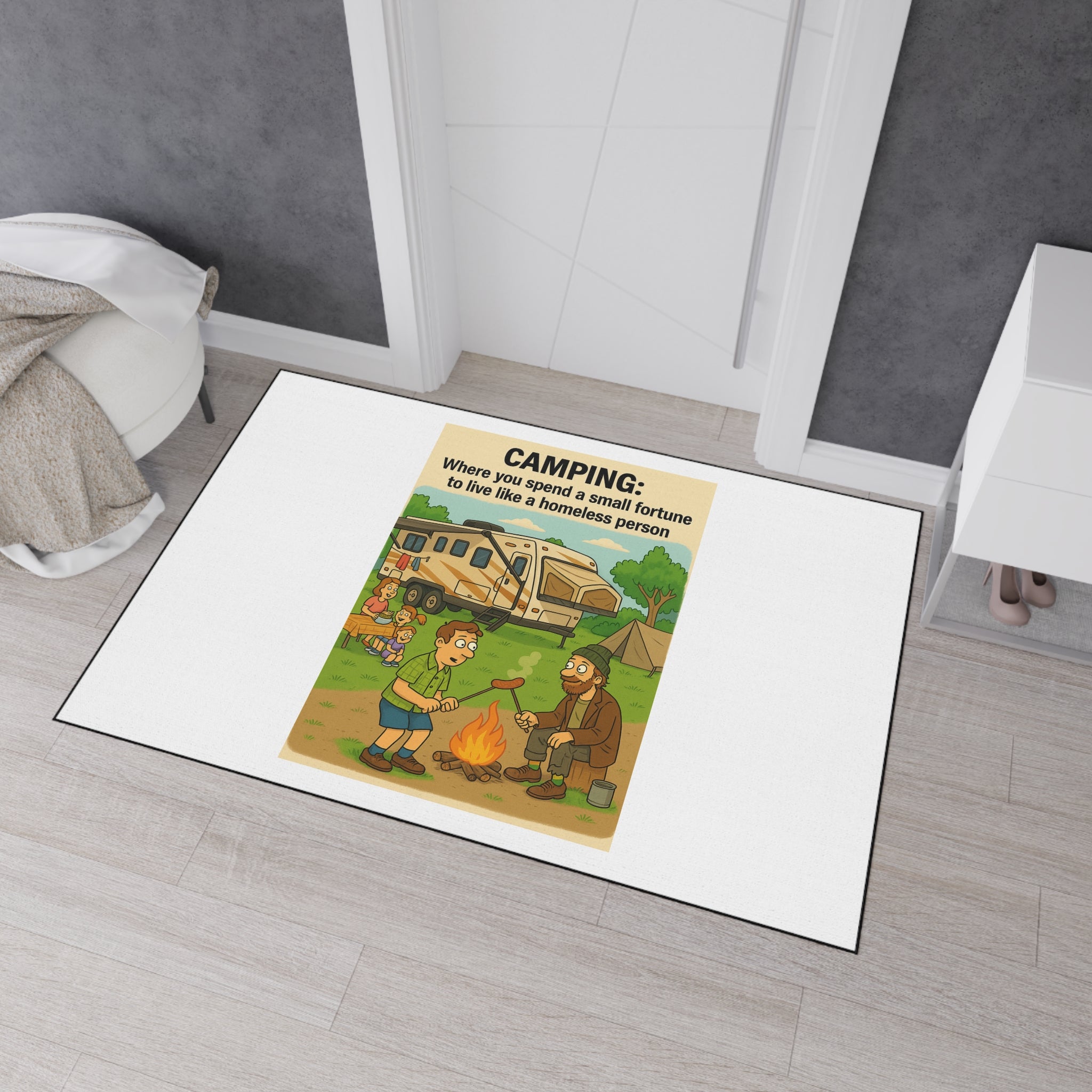 Camping-Themed Heavy Duty Floor Mat | Outdoor Rug, Camping Decor, Funny Home Accessory, RV Mat, Adventure Flooring