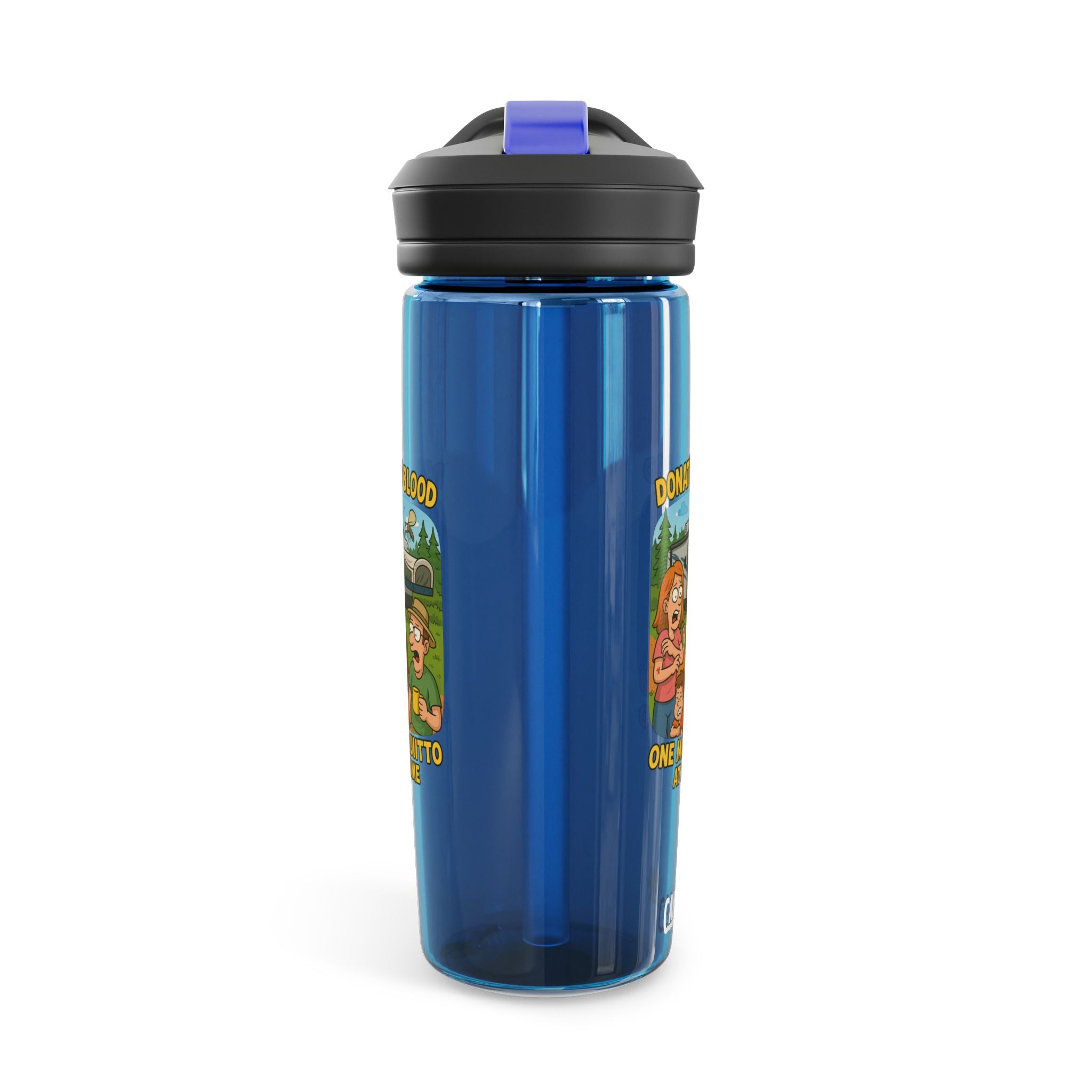 Fun Cartoon Water Bottle, Quirky Drinkware, Motivational Hydration, Eco-Friendly Gift, Ideal for Campers, Perfect for Summer, Donation Theme