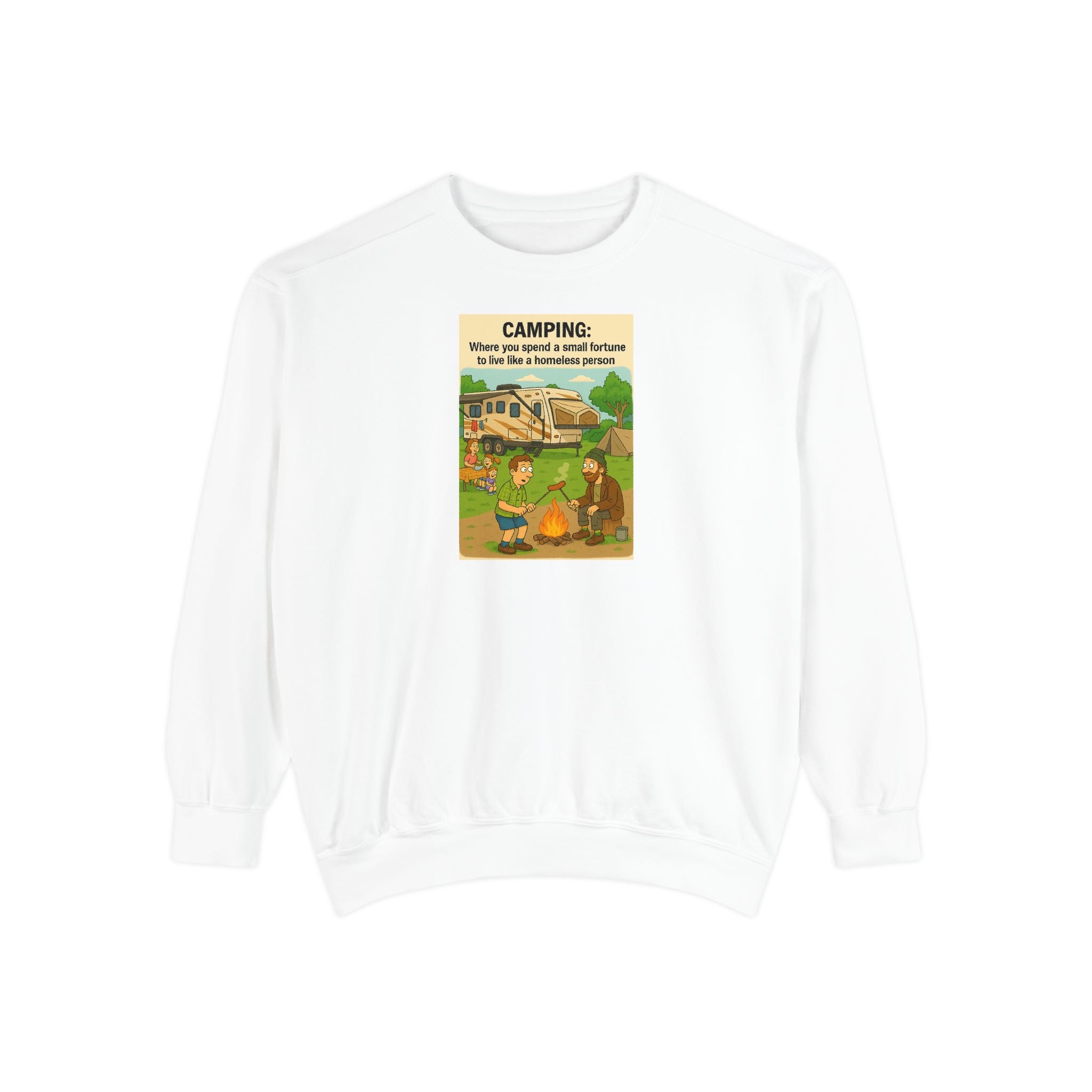 Camping Adventure Sweatshirt, Unisex Garment-DyedPullover, Cozy Casual Wear, Outdoor Enthusiast Gift, Camping Trip Apparel