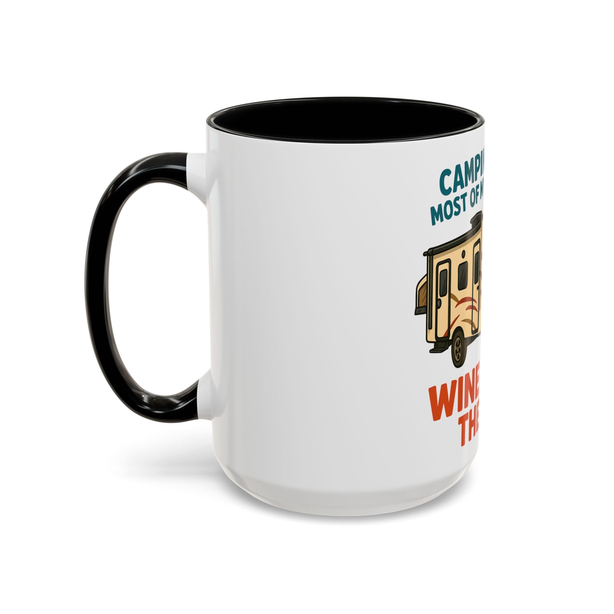 Camping Coffee Mug - Wine Solves the Rest - Fun Camper Mug for Nature Lovers, Gift for Adventurers, Travel Mug, Coffee Lover's Gift