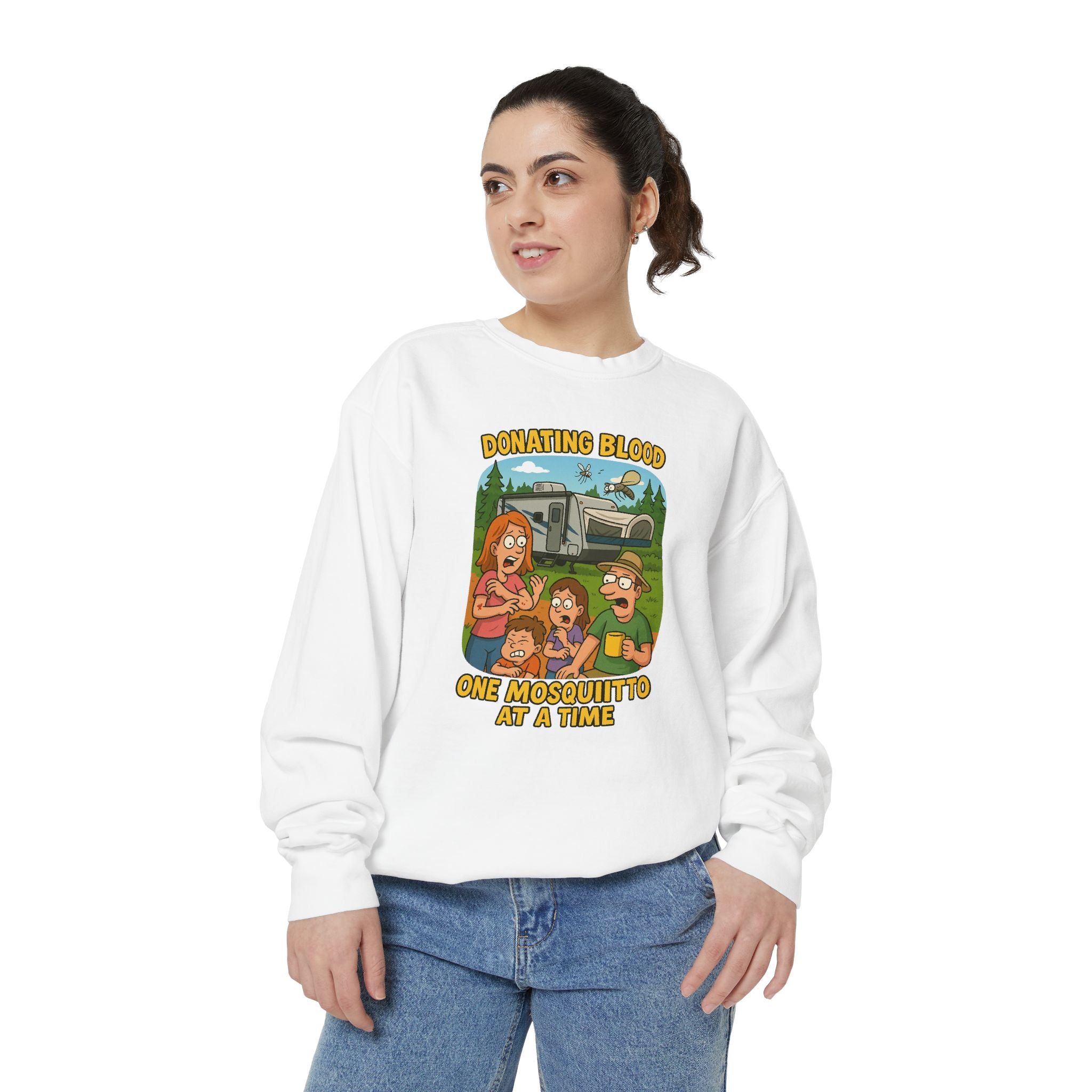 Unisex Garment-Dyed Sweatshirt - Donating Blood One Mosquito at a Time