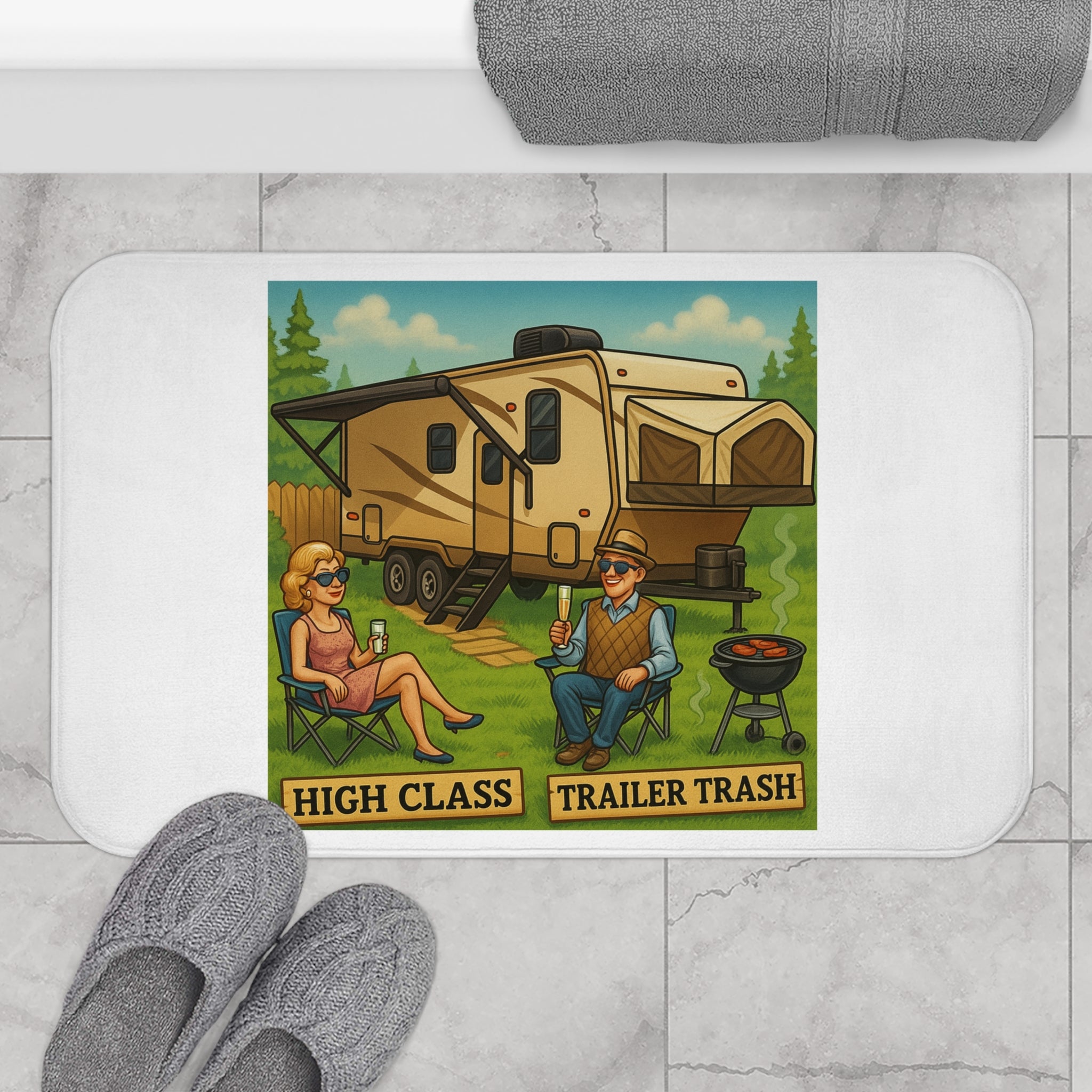 High Class Trailer Trash Bath Mat - Fun Camping Humor Decor