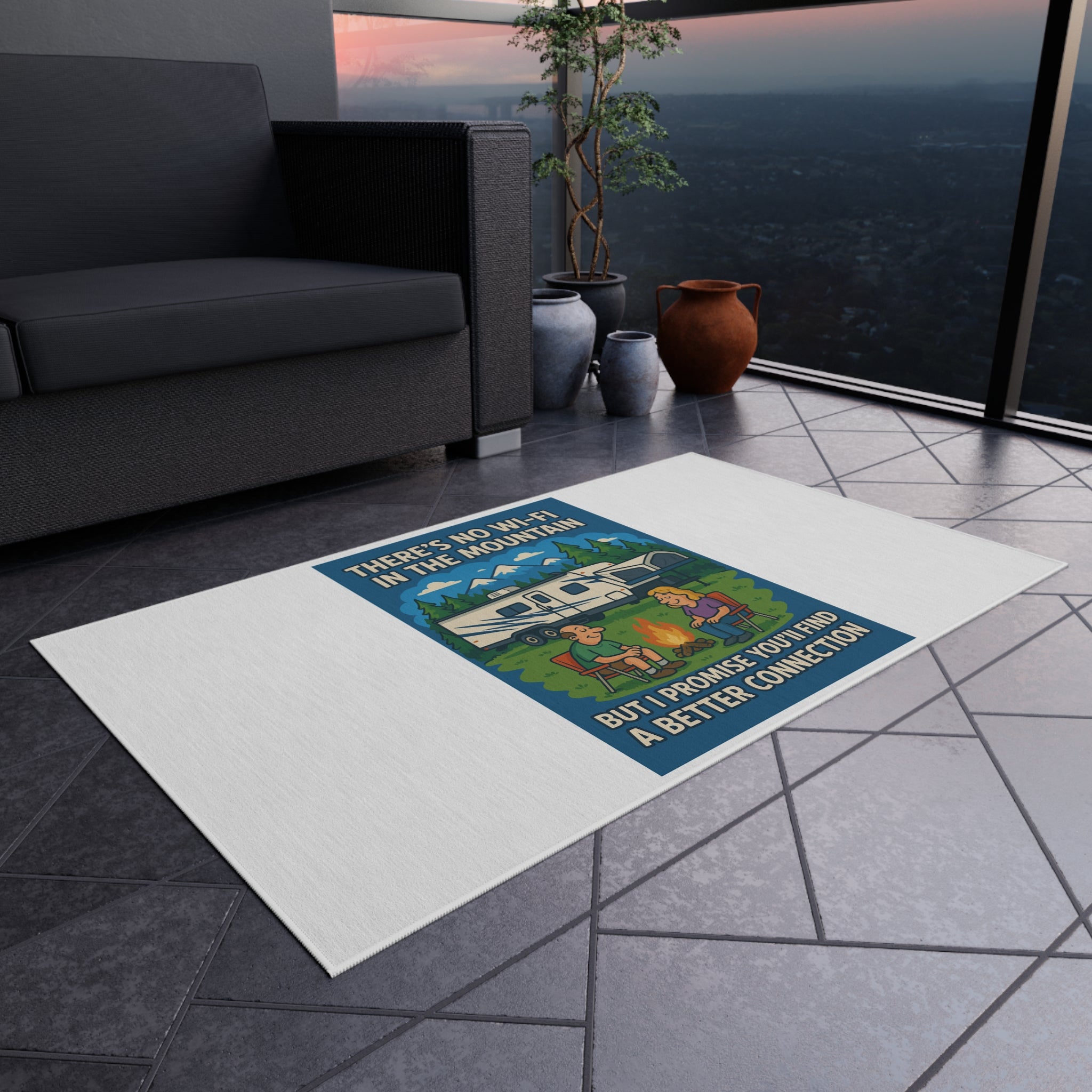 Mountain Connection Outdoor Rug - Camping Decor, Boho Rug, RV Accessories, Gift for Nature Lovers, Patio Decor