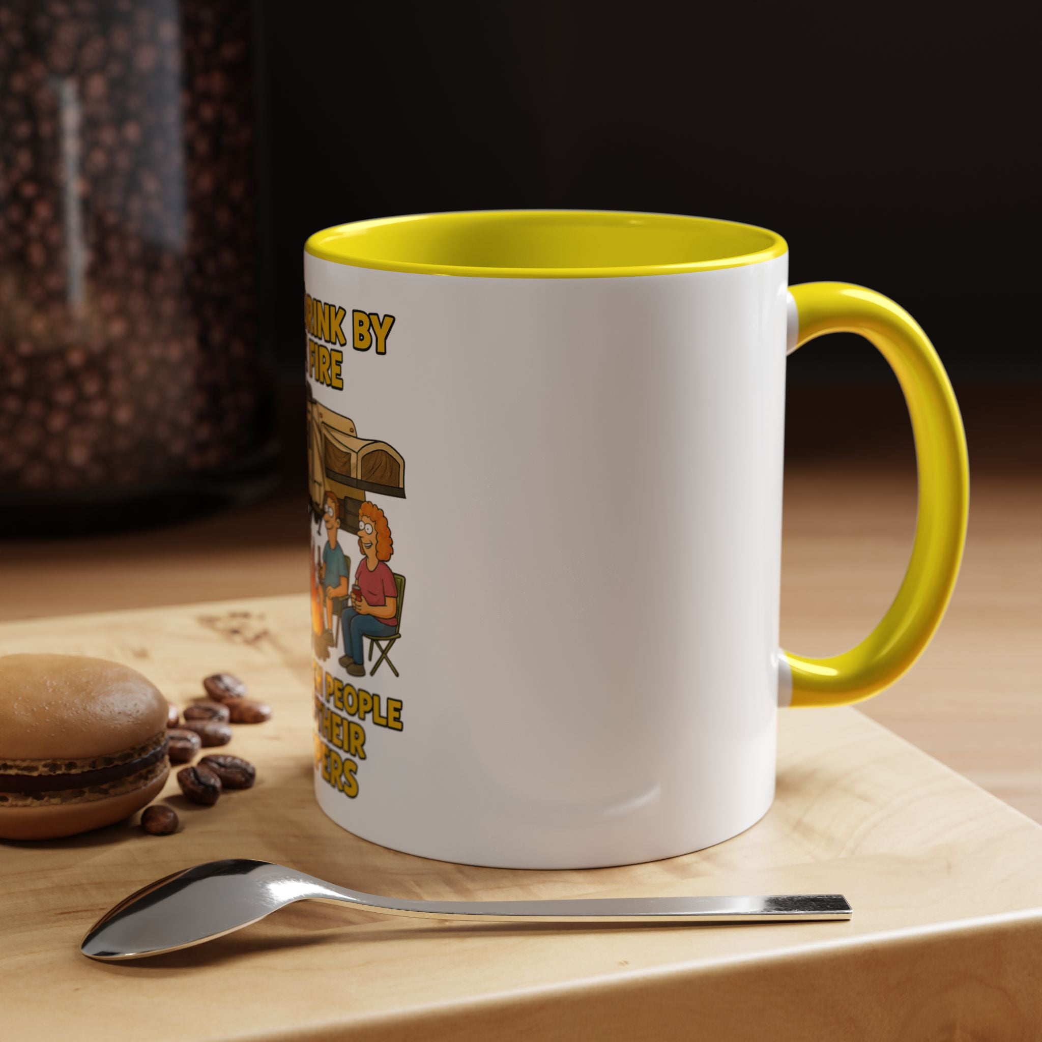 Campfire Accent Coffee Mug, Camping Gift, Outdoor Adventure Mug, RV Lovers Coffee Cup, Relaxing by the Fire