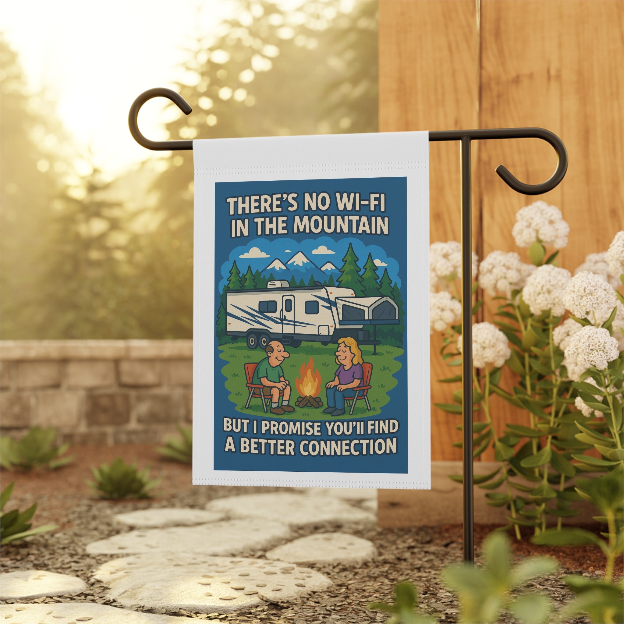 Campfire Connection Garden Banner, Outdoor Decor, RV Camping Welcome Sign, Hiking Gift, Summer BBQ Decoration