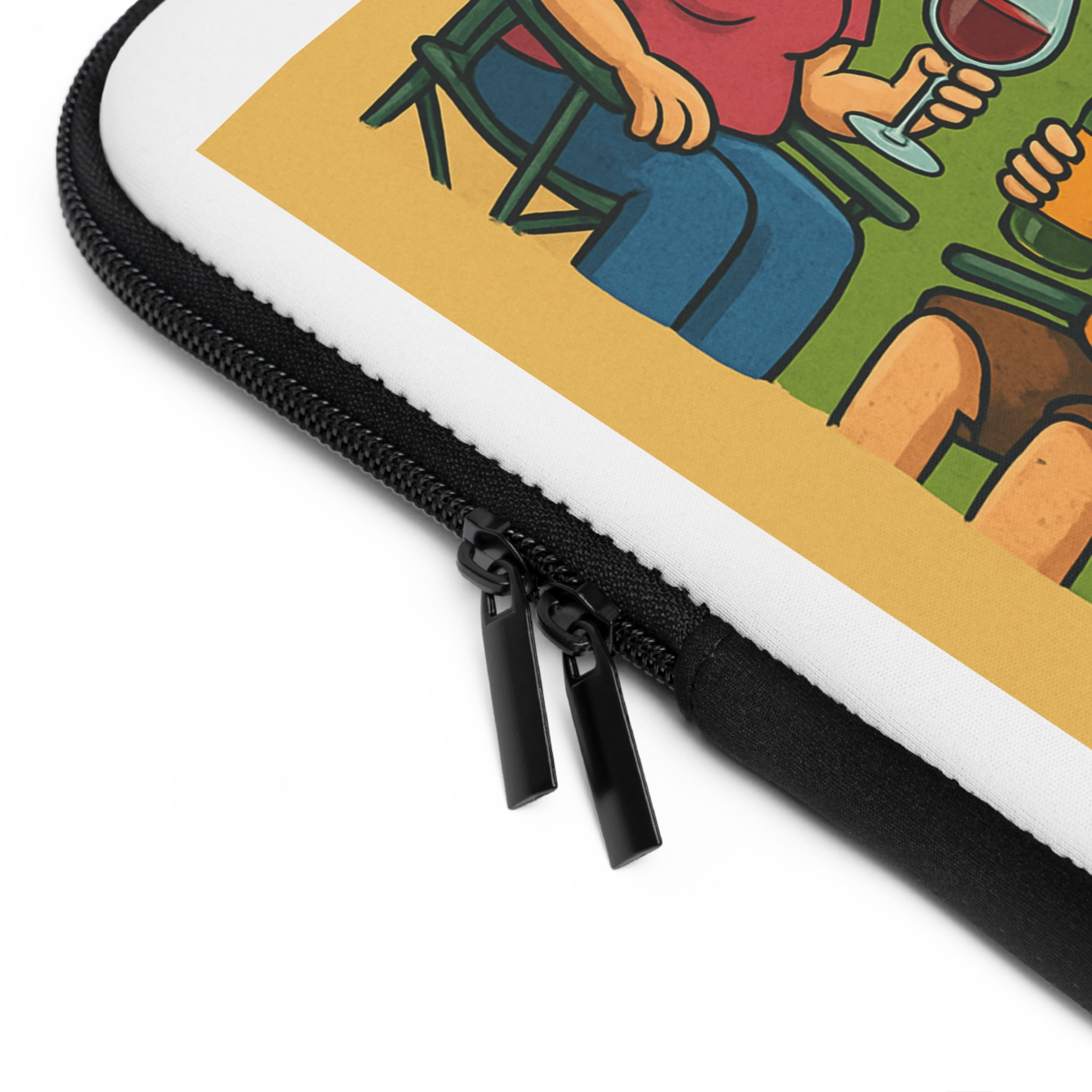 Camping-Themed Laptop Sleeve, Life is Fine with Camping and Wine, Travel Accessory, Gift for Campers, Eco-Friendly Tech Case