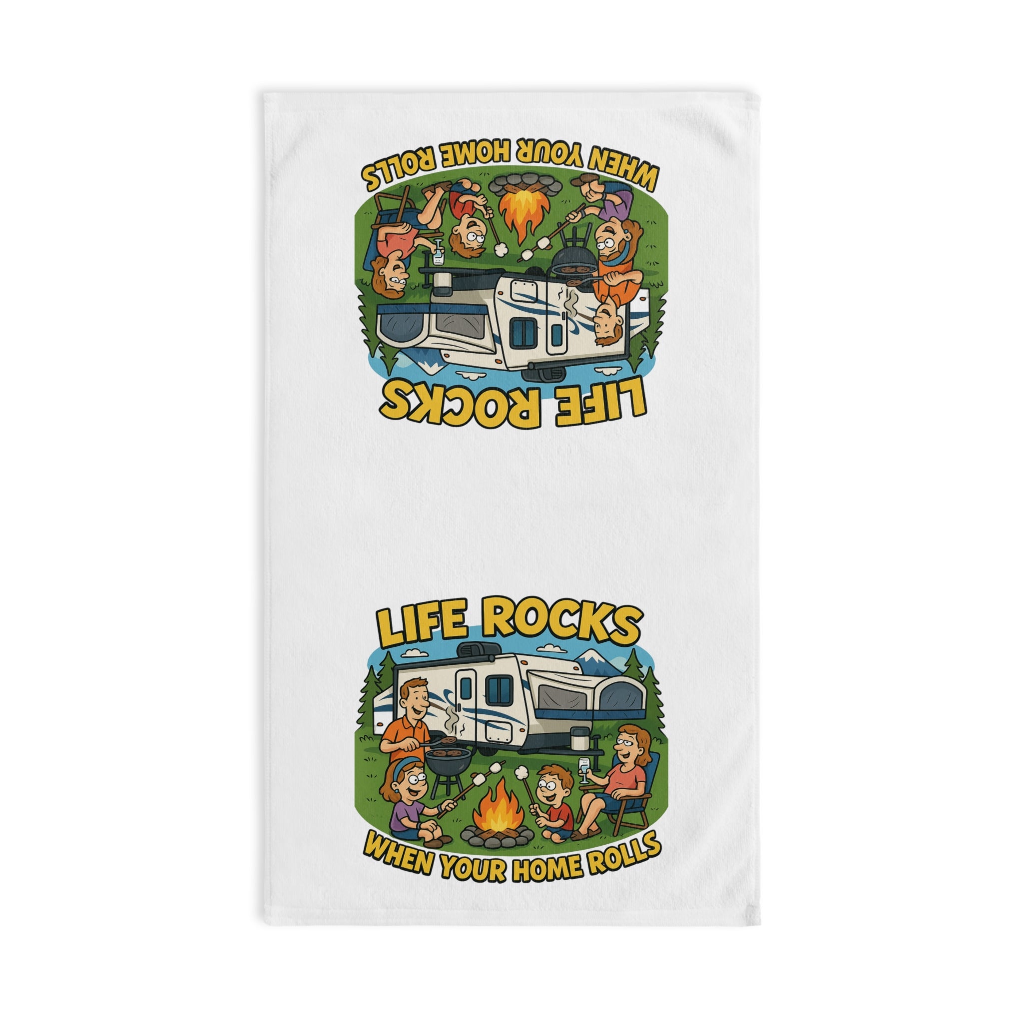 RV Camping Hand Towel, Fun Outdoor Towels, Gift for Campers, Kitchen Towel, Life Rocks Home Rolls