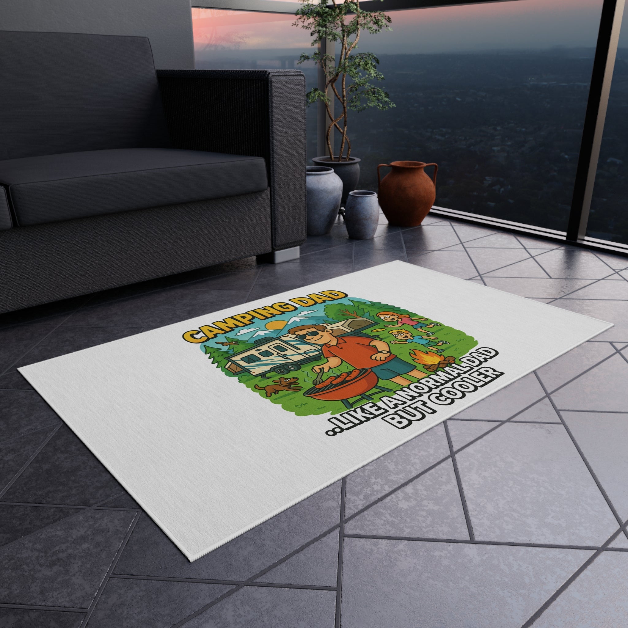 Camping Dad Outdoor Rug - Perfect for Backyard BBQs & Family Camping