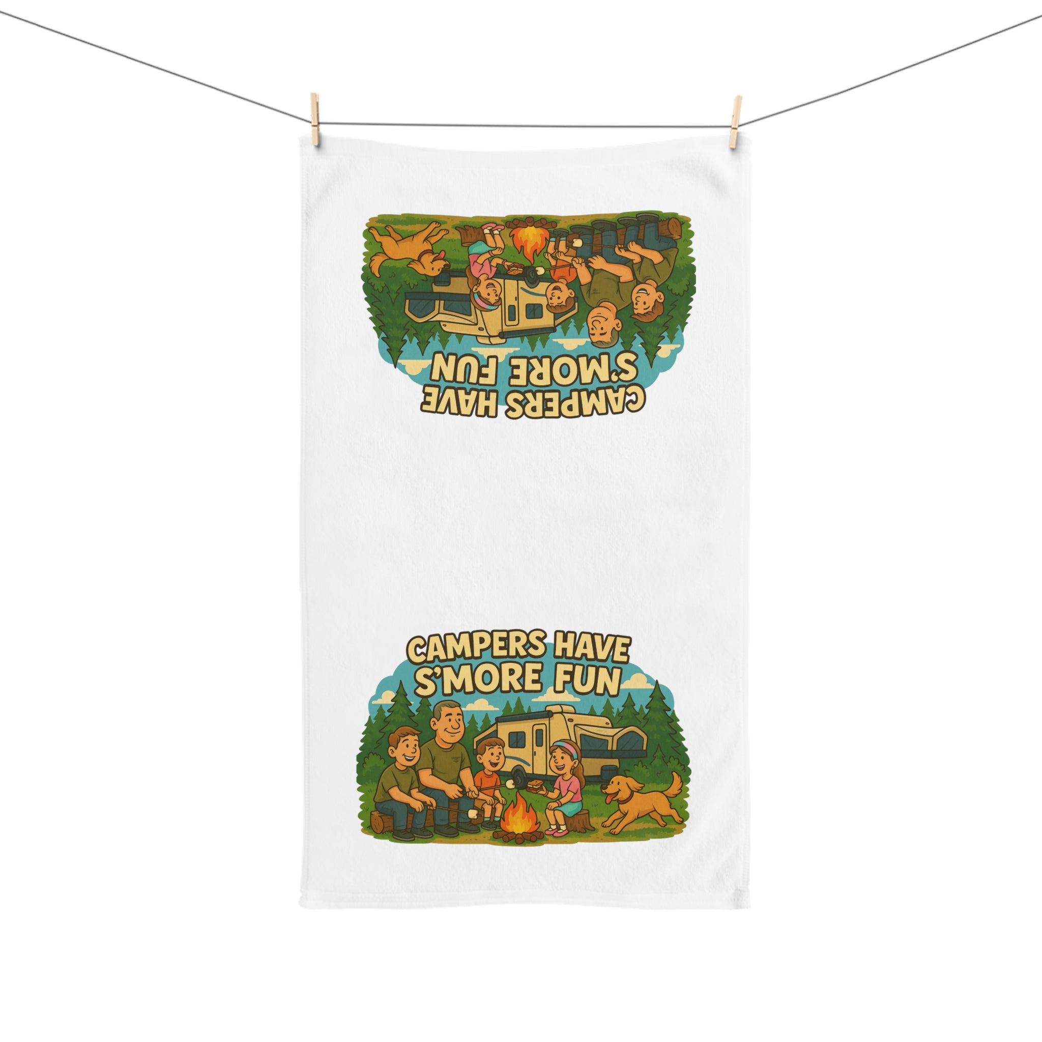 Campfire Hand Towel - Perfect for Camping, Outdoor Adventures, Summer BBQs, Cozy Kitchen Decor, Gifts for Campers