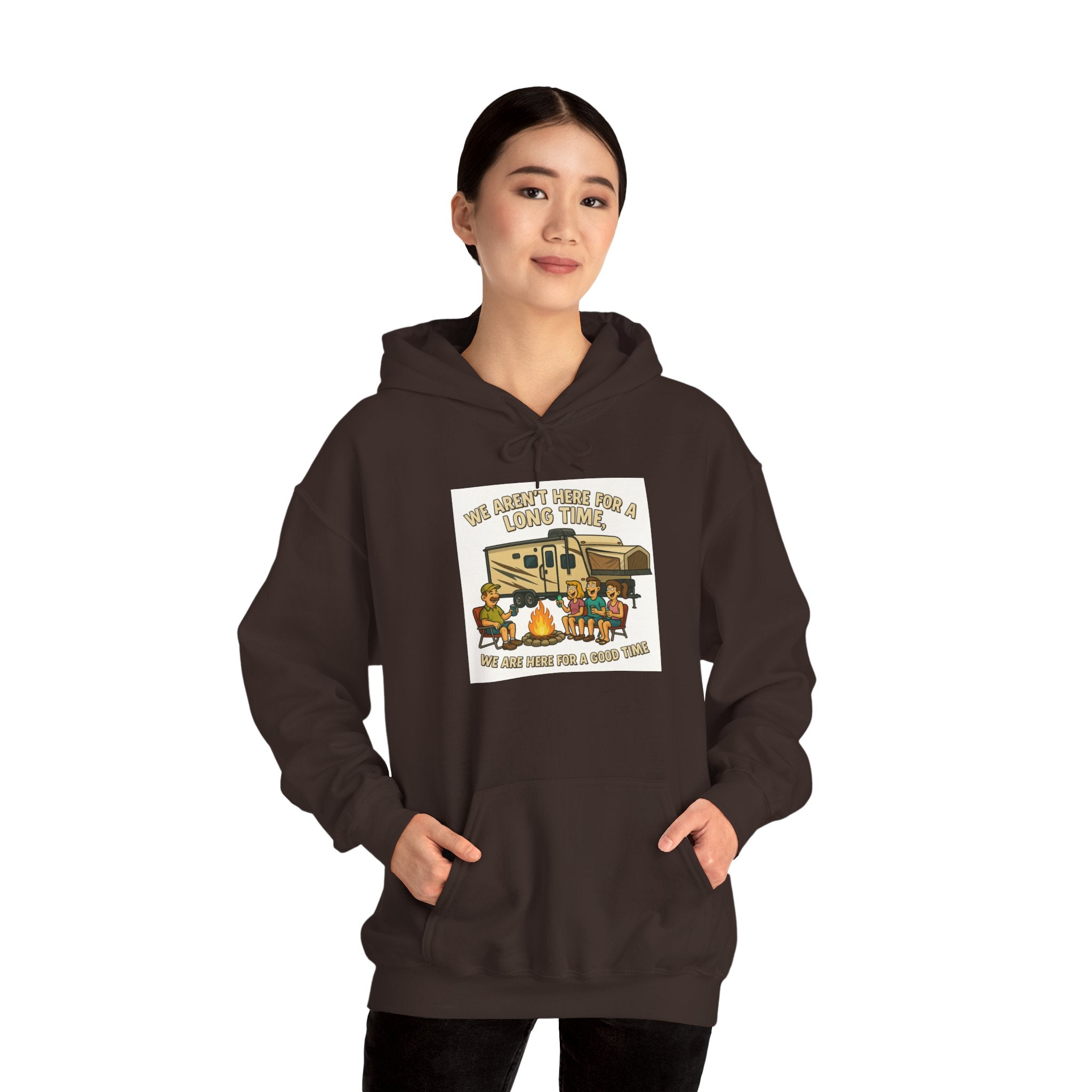 Adventure Awaits Graphic Hoodie - We aren't here for a long time, we are here for a good time
