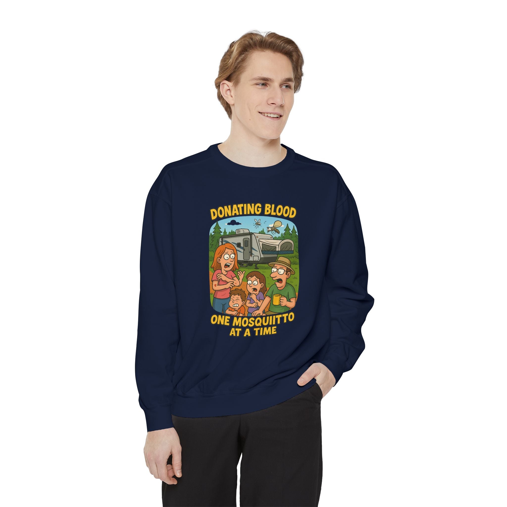 Unisex Garment-Dyed Sweatshirt - Donating Blood One Mosquito at a Time
