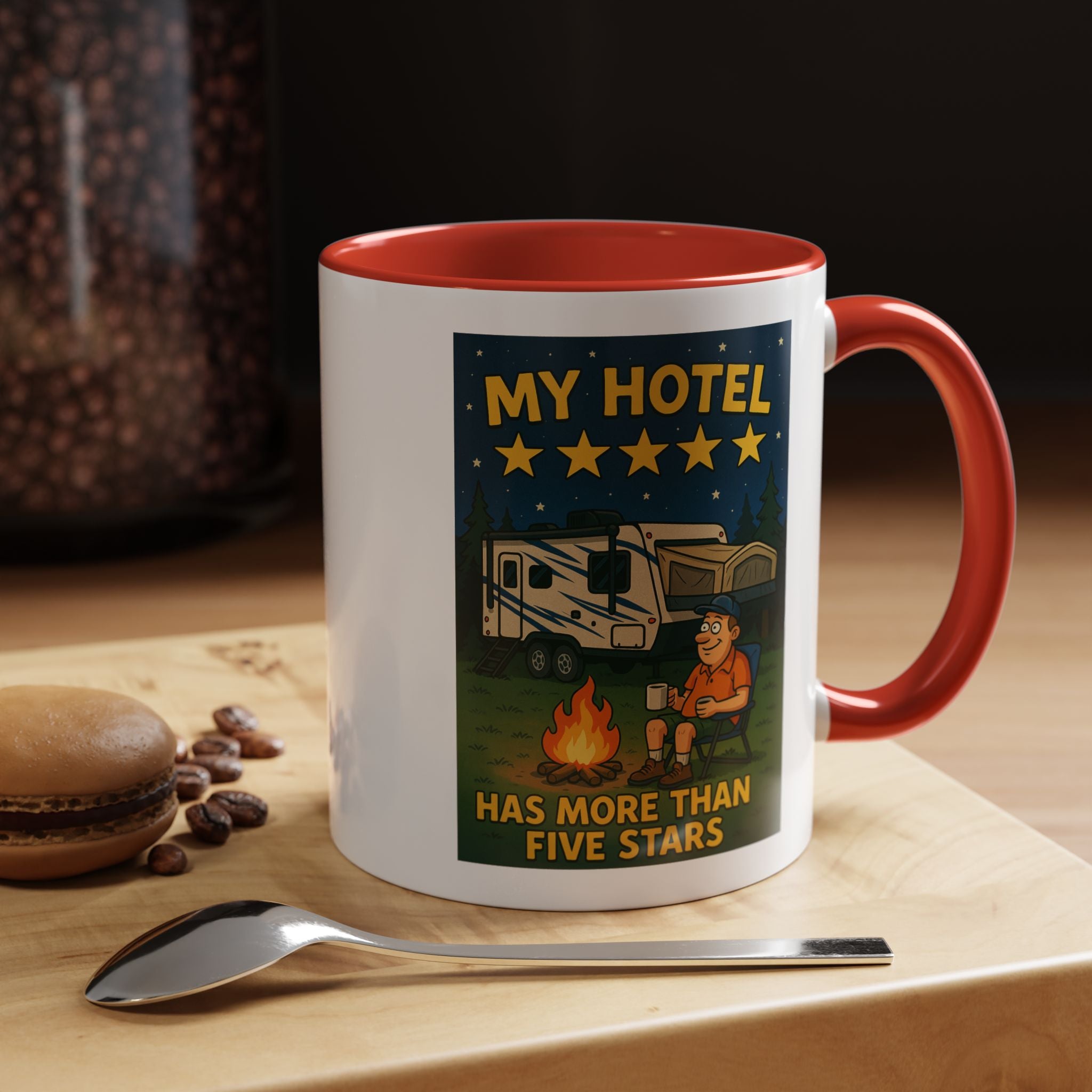 Camping-Themed Accent Coffee Mug | Perfect for RV Lovers, Campers, Travelers, Cozy Nights, Outdoor Adventures, Unique Gift Ideas