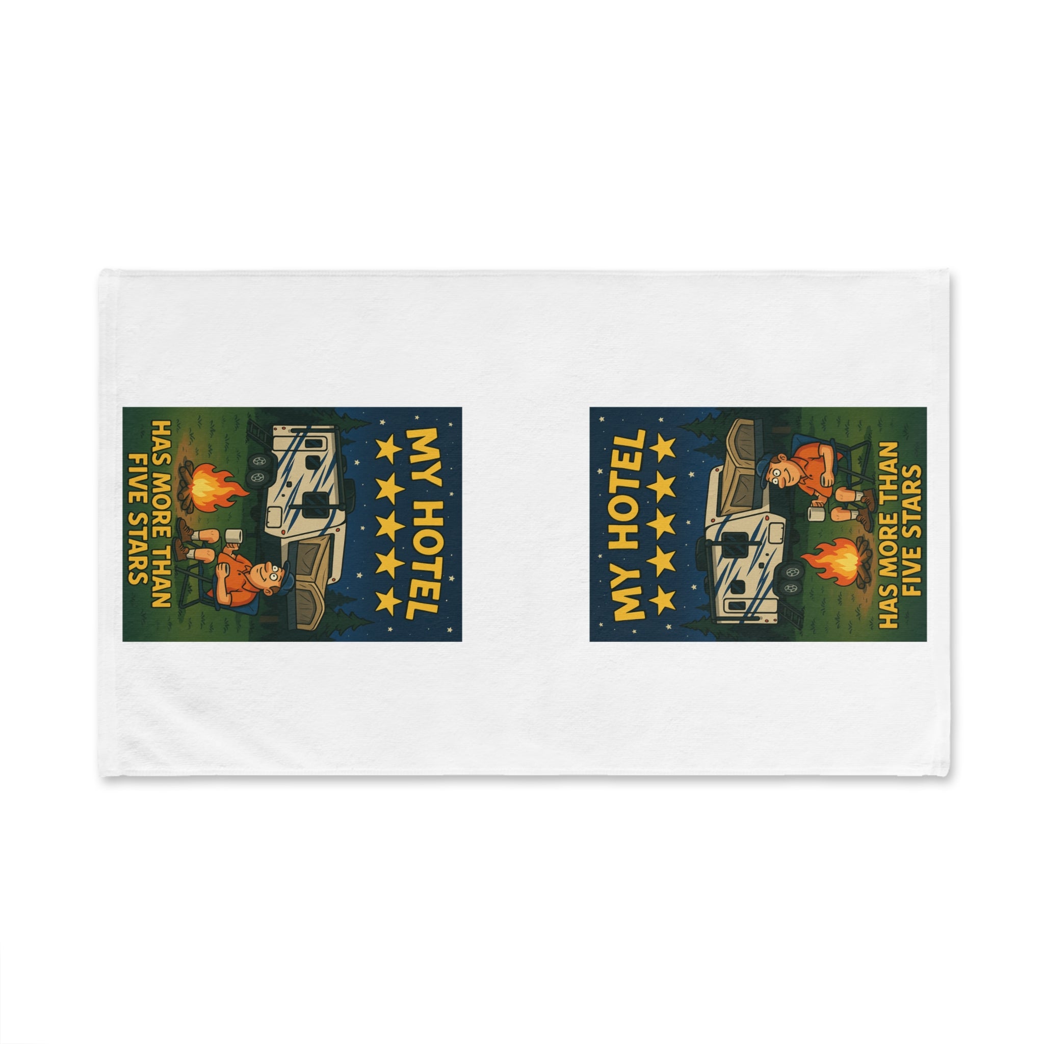 Campfire Hand Towel for Outdoor Enthusiasts, Fun Kitchen Decor, Gift for Campers, RV Lovers, Retro Camping Vibe