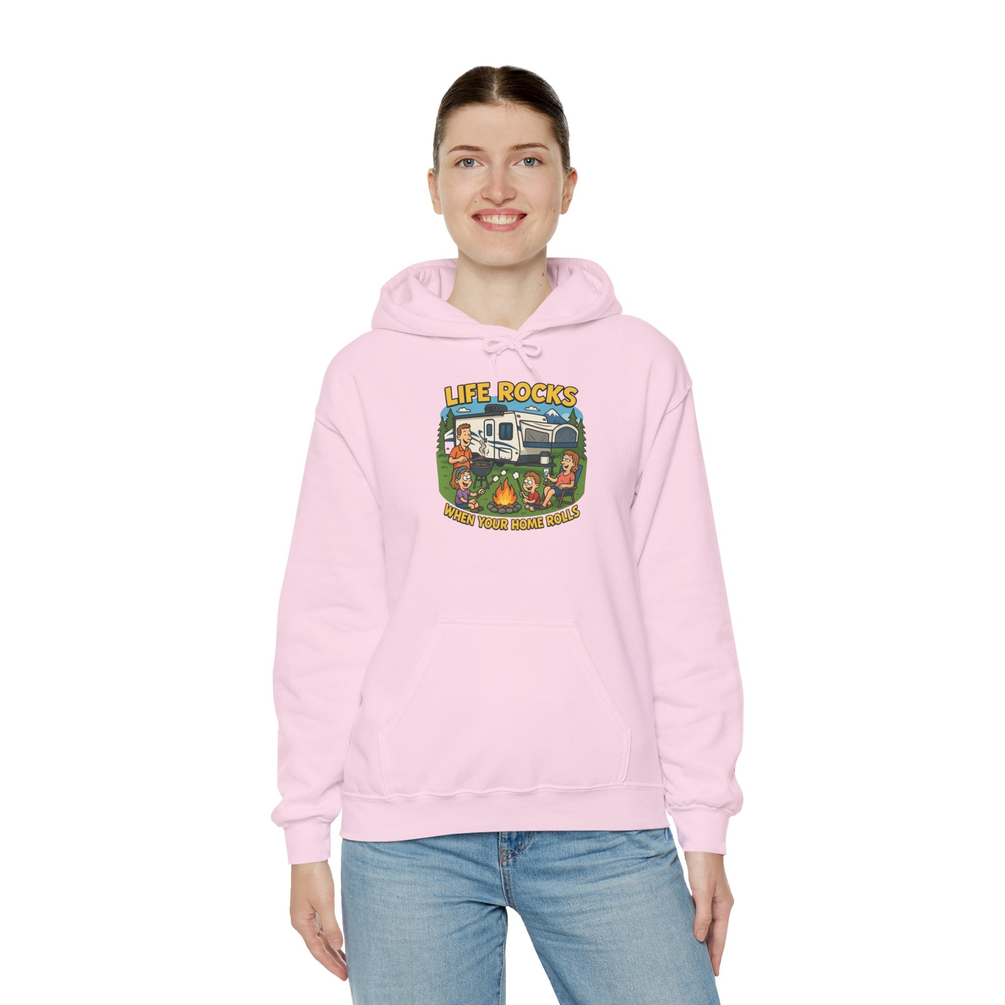 Campfire Adventure Hoodie with Retro Design, Cozy Gift for Outdoor Lovers, Perfect for Camping, Road Trips, and Casual Wear