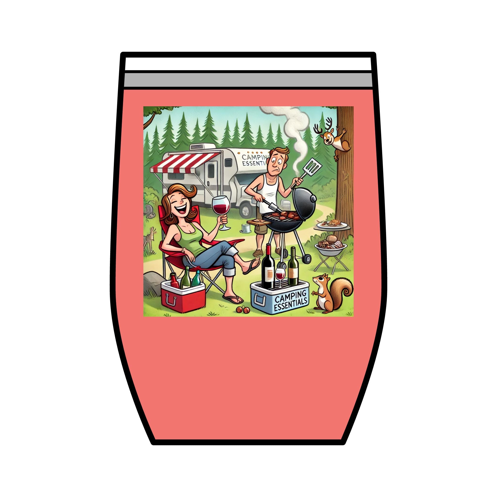 Wine Tumbler - Camping Solves Most of My Problems, Wine Solves the Rest