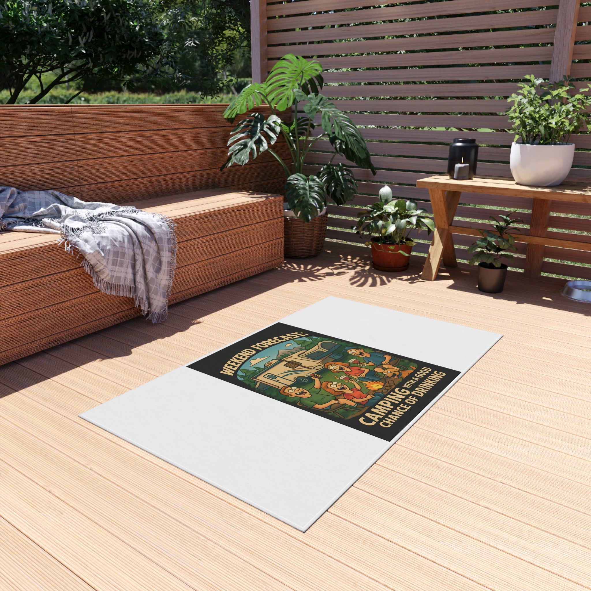 Camping Outdoor Rug with Fun Design, Picnic Mat, Patio Decor, Boho Style, Home & Garden Gift