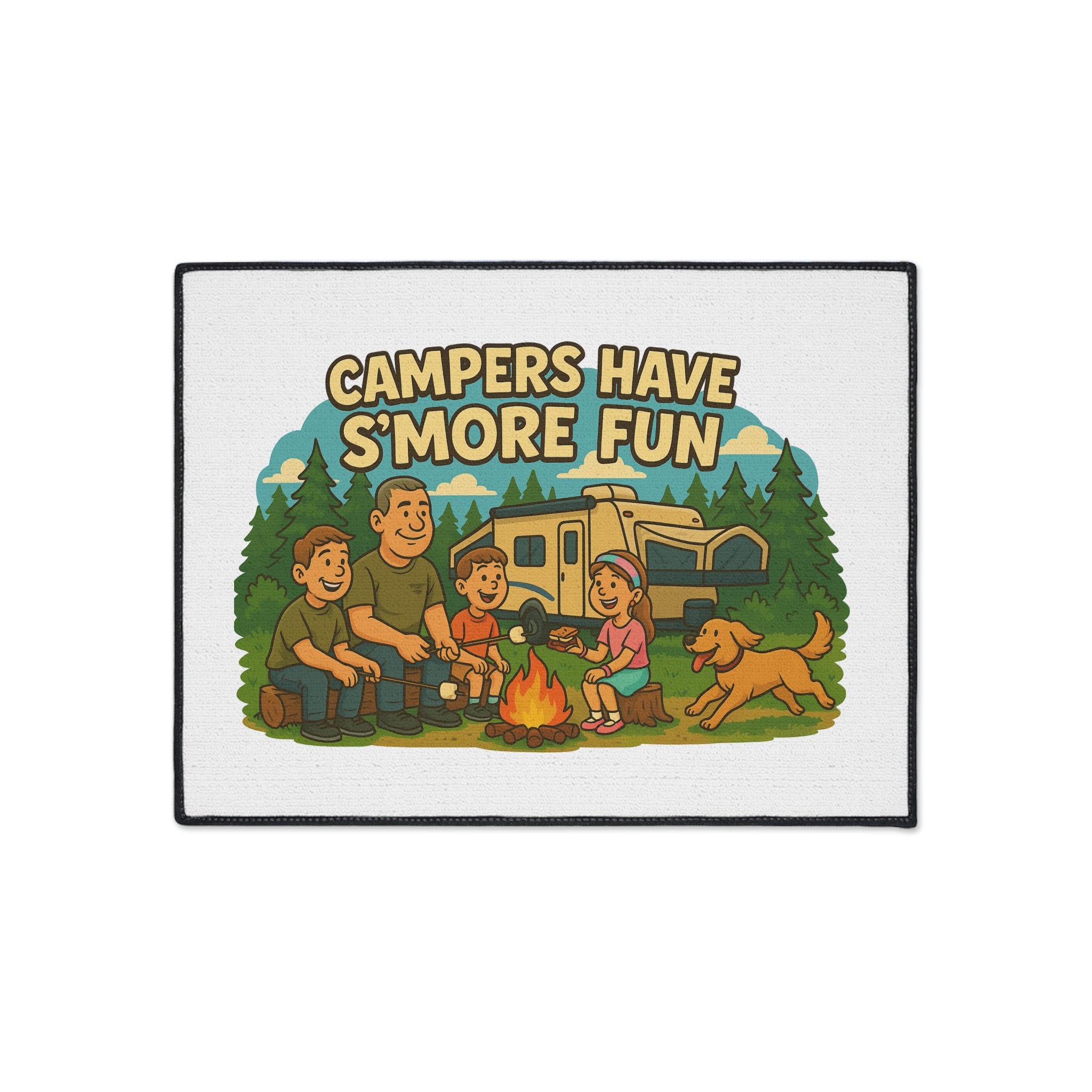 Campfire Fun Floor Mat - Family Camping Decor, Outdoor Rug, S'mores Theme Mat, RV Welcome Mat, Adventurer Gift
