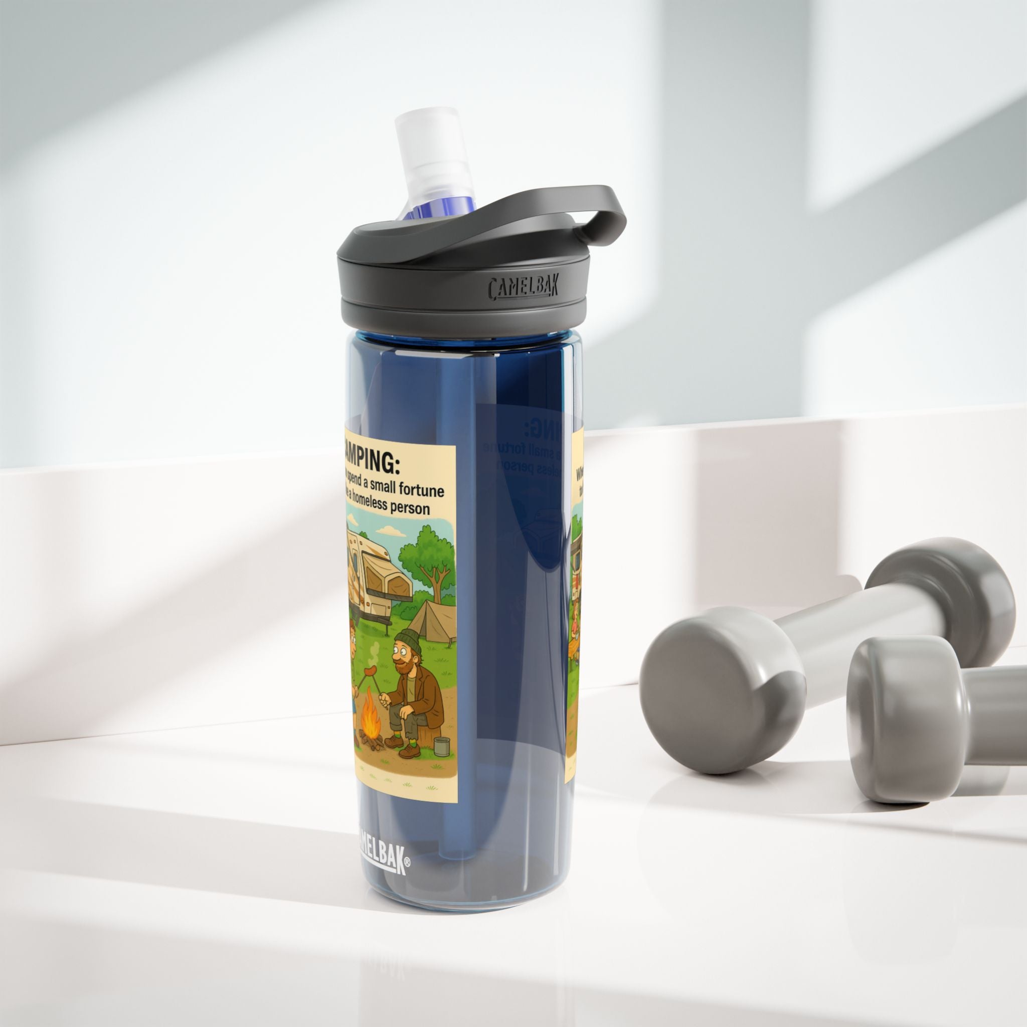 Camping Water Bottle, Funny Outdoor Gift, Hiking Hydration, Adventure Accessory, Eco-friendly Drinkware