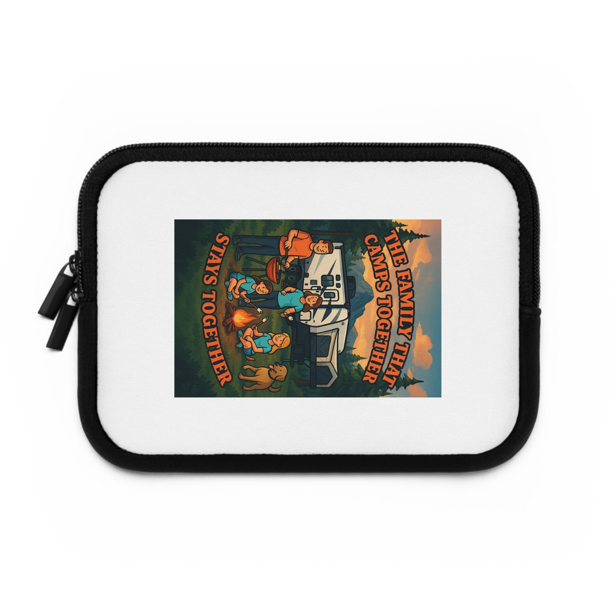 Camping Family Laptop Sleeve, Nature Themed Sleeve, Outdoor Adventure Case, Gifts for Campers, Family Reunion Accessory
