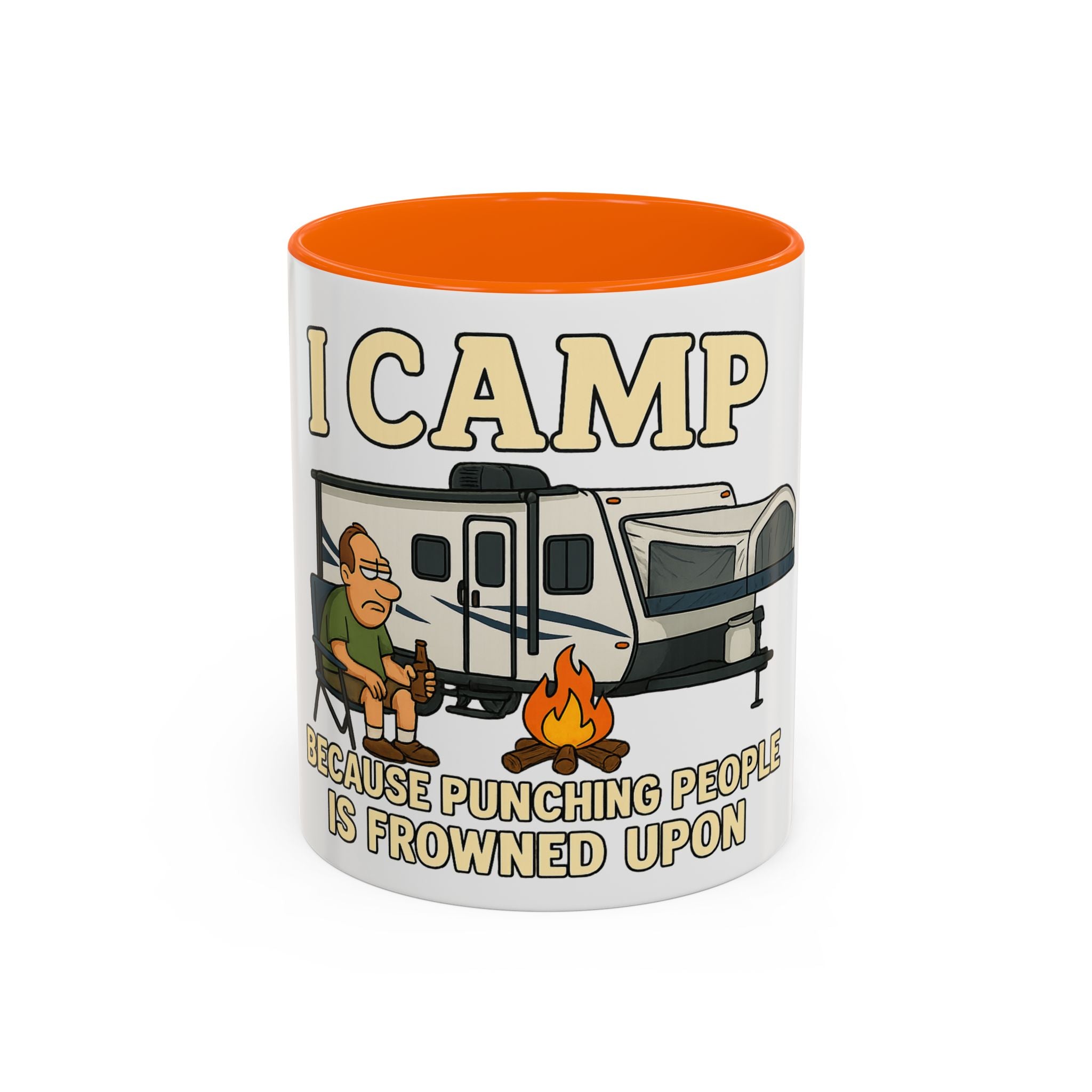 Camping Humor Coffee Mug - I Camp Because Punching People is Frowned Upon