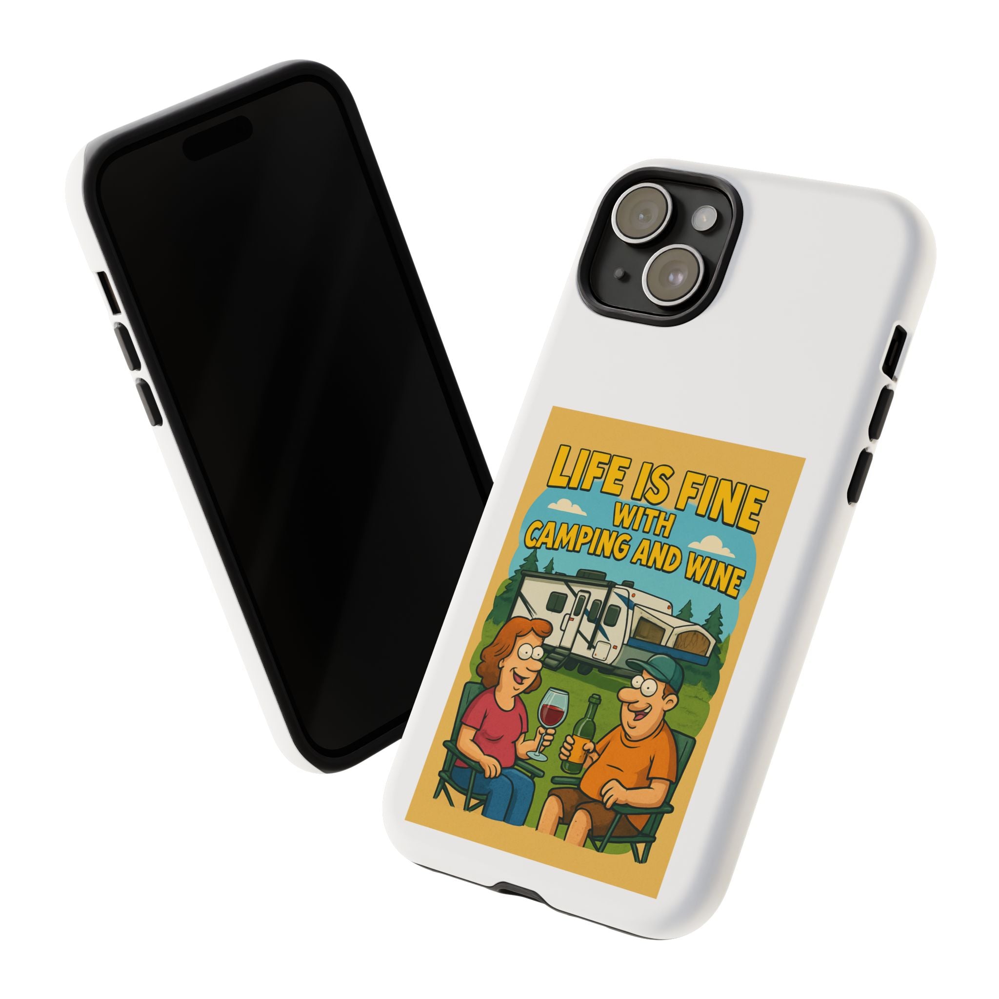 Camping & Wine Phone Case, Outdoor Adventure Accessory, Fun Gift for Campers, Summer Travel Essential, RV Lover Present