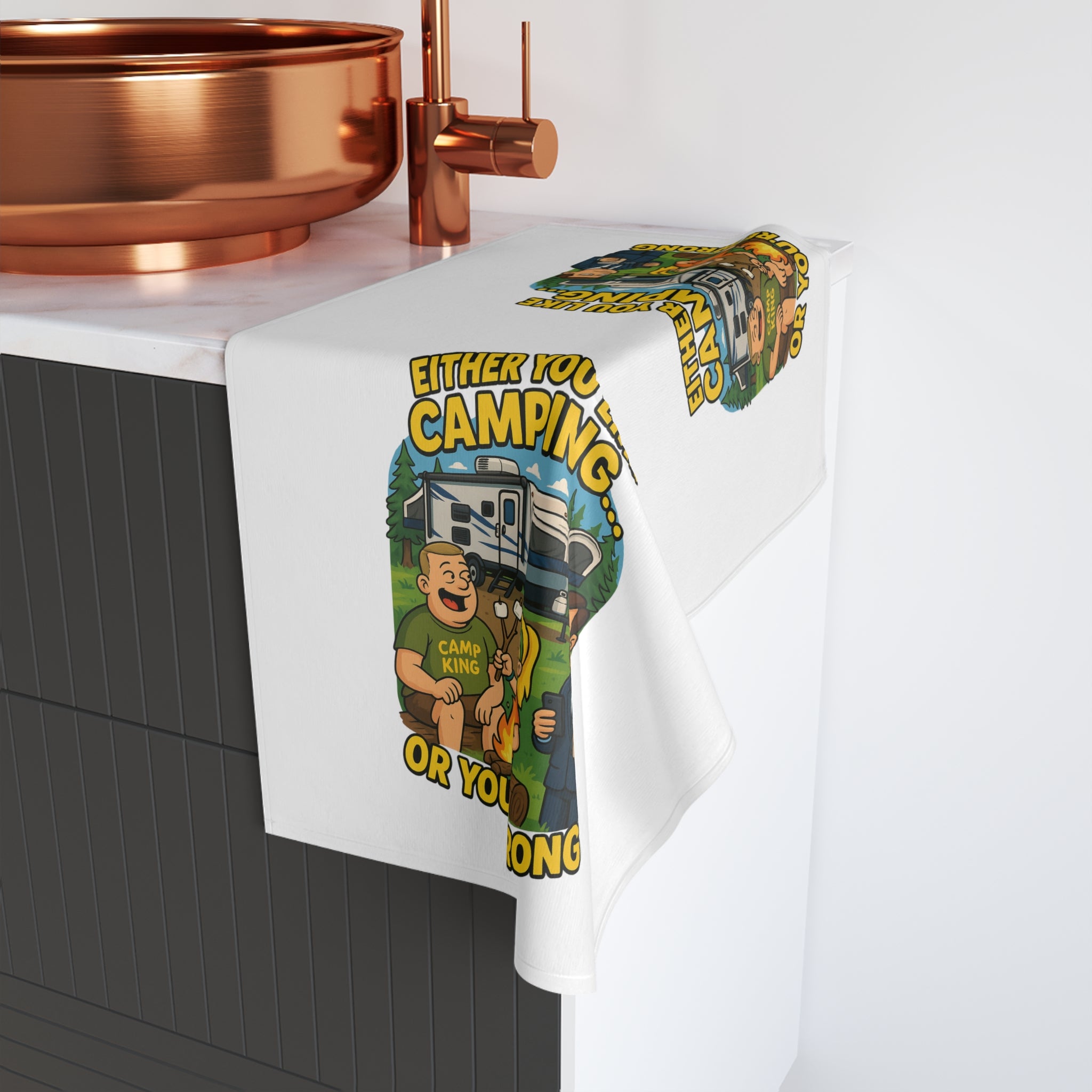 Camping-Themed Hand Towel: Either You Like Camping or You're Wrong