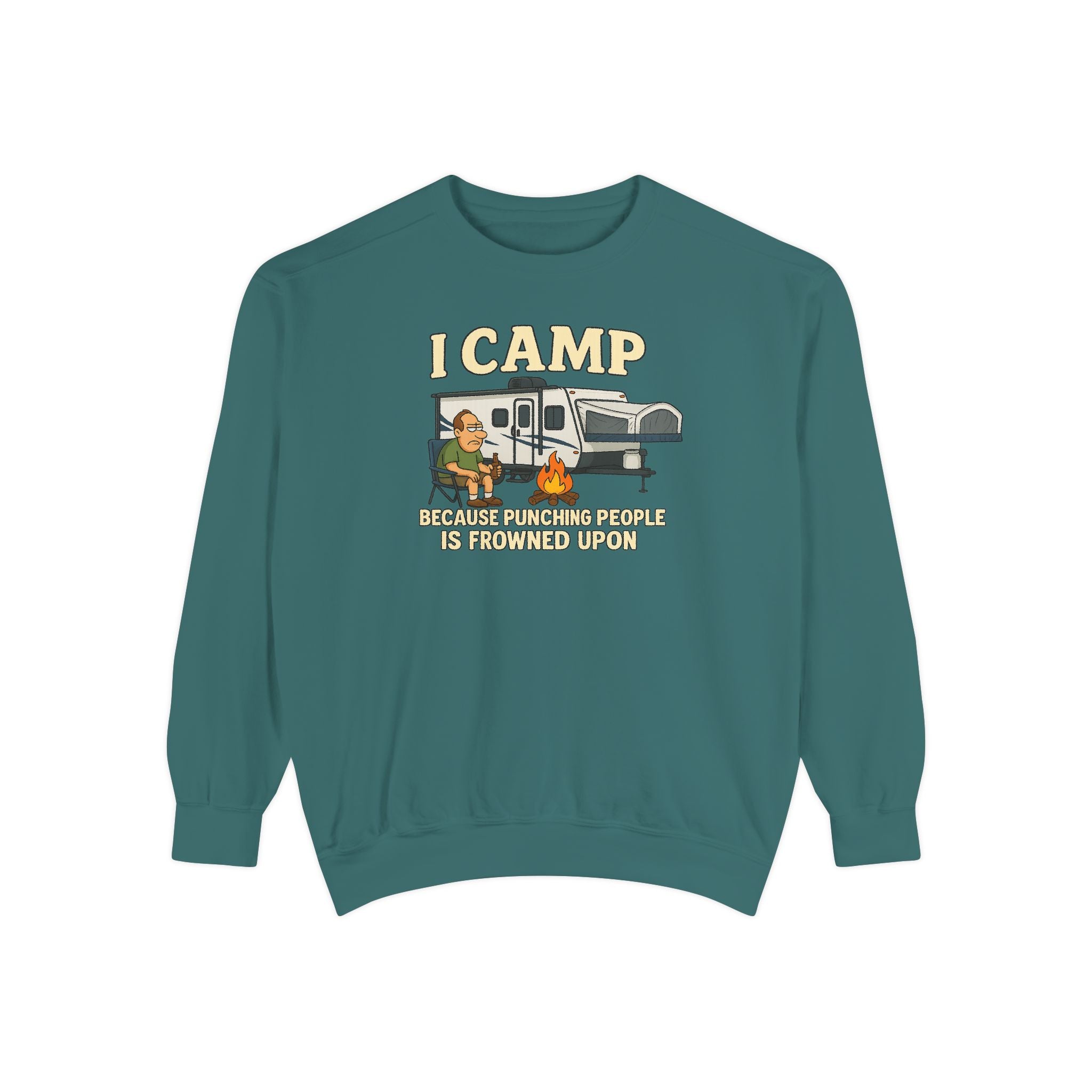 I Camp Unisex Garment-Dyed Sweatshirt - Cozy Camping Apparel for Outdoor Lovers