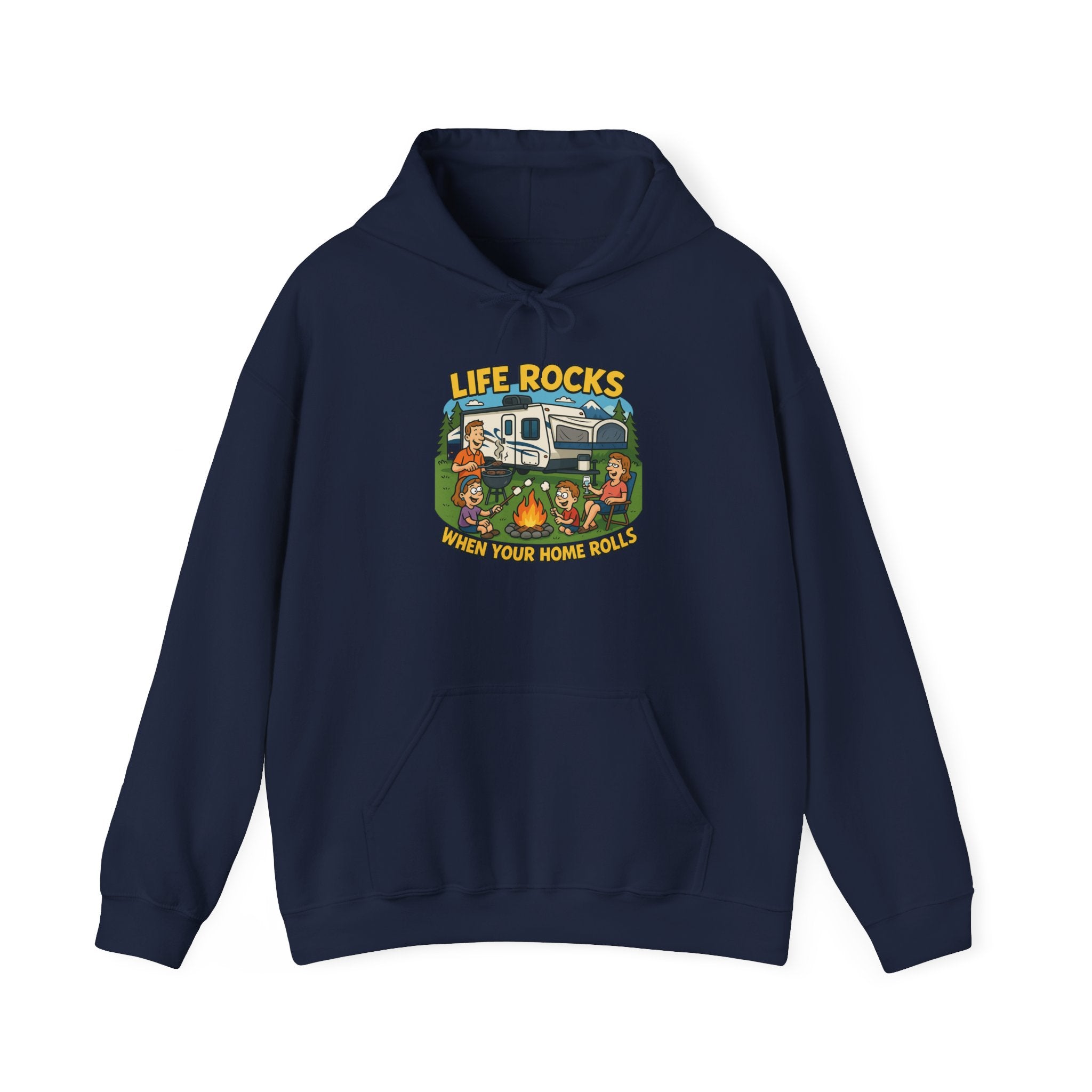 Campfire Adventure Hoodie with Retro Design, Cozy Gift for Outdoor Lovers, Perfect for Camping, Road Trips, and Casual Wear