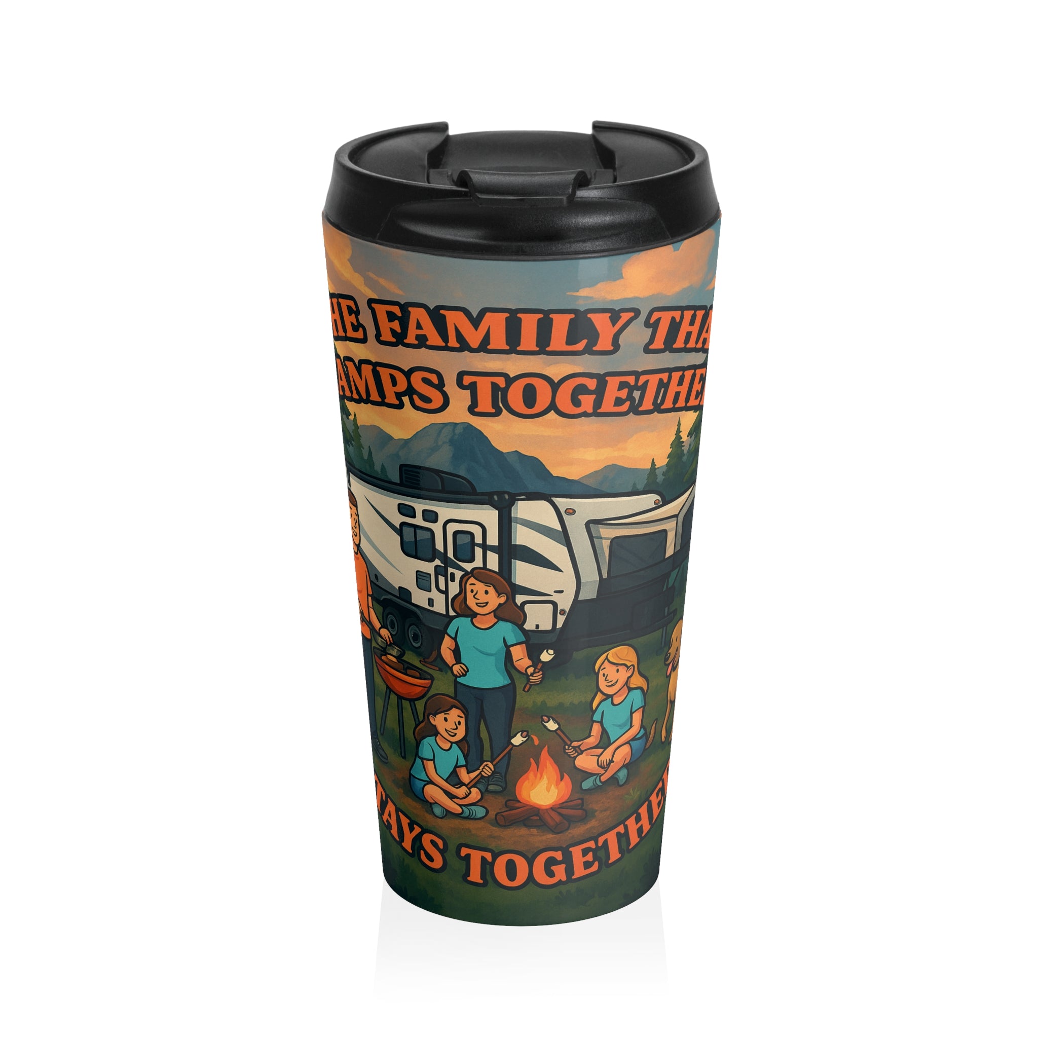 Family Camping Travel Mug - Stay Together, Adventure Awaits, Coffee Cup, Travel Tumbler, Outdoors Gifts