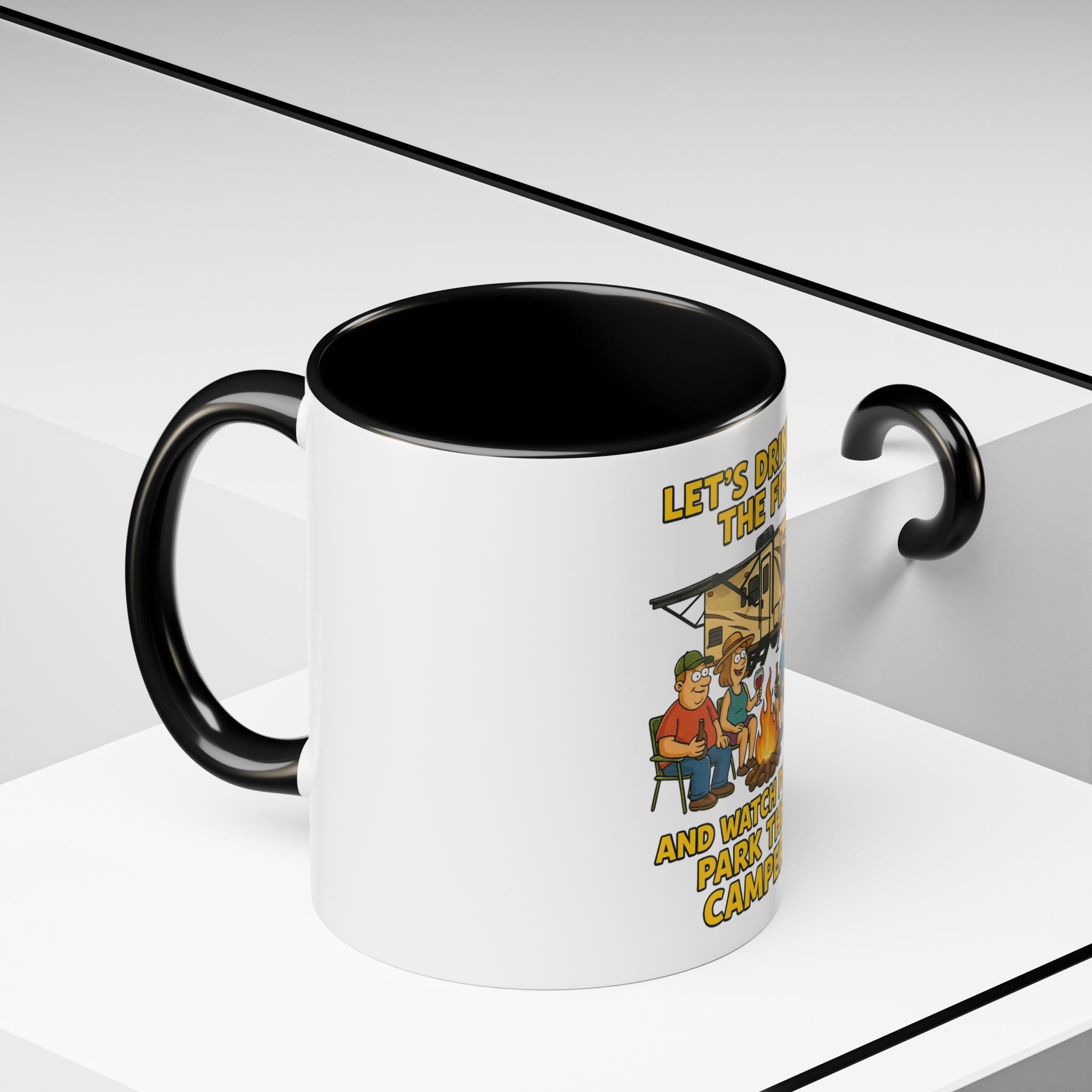 Campfire Accent Coffee Mug, Camping Gift, Outdoor Adventure Mug, RV Lovers Coffee Cup, Relaxing by the Fire
