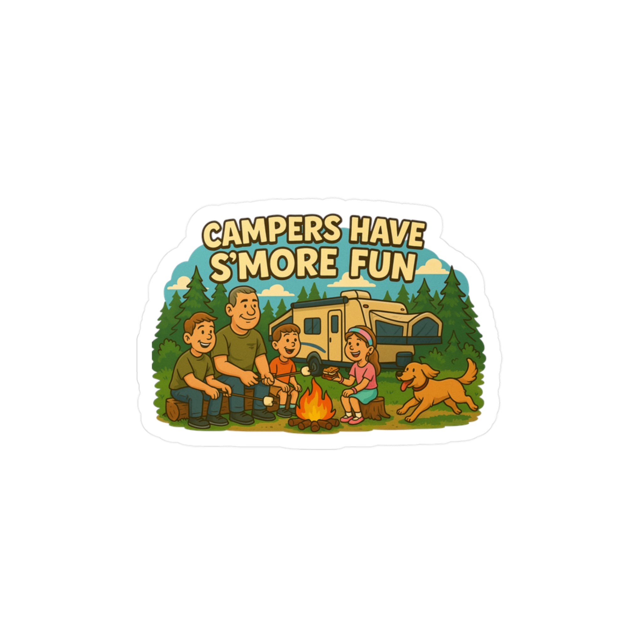 Campfire Family Fun Vinyl Decals | Camping Decor for Adventurers, Stickers for Water Bottles, Laptops, RVs and More