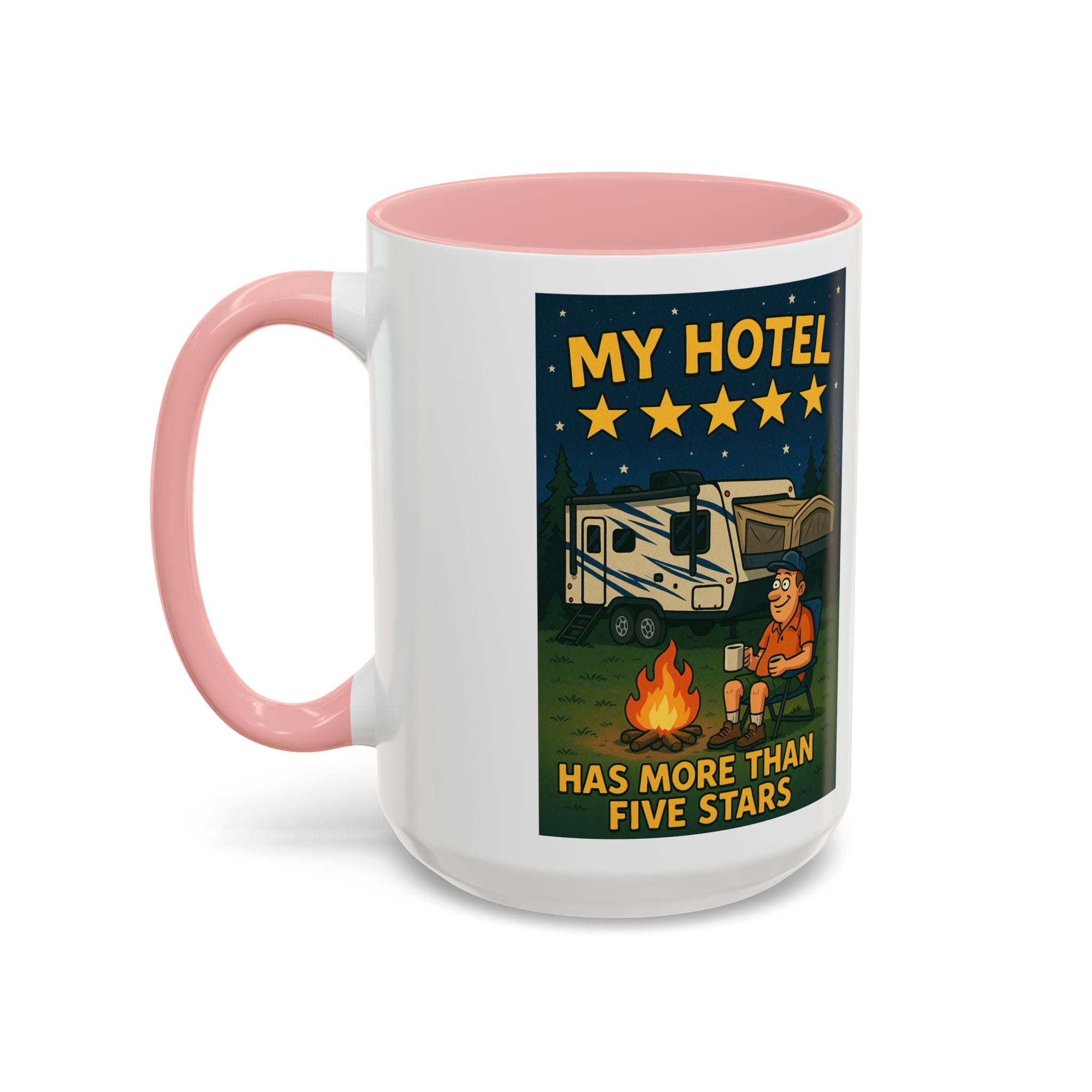Camping-Themed Accent Coffee Mug | Perfect for RV Lovers, Campers, Travelers, Cozy Nights, Outdoor Adventures, Unique Gift Ideas