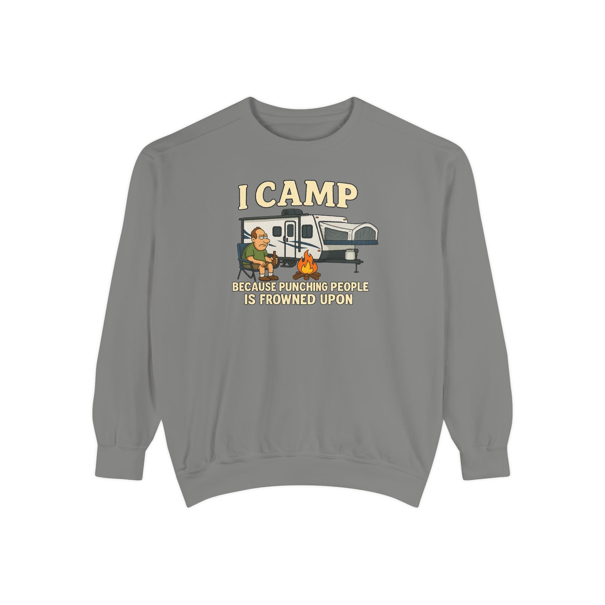 I Camp Unisex Garment-Dyed Sweatshirt - Cozy Camping Apparel for Outdoor Lovers