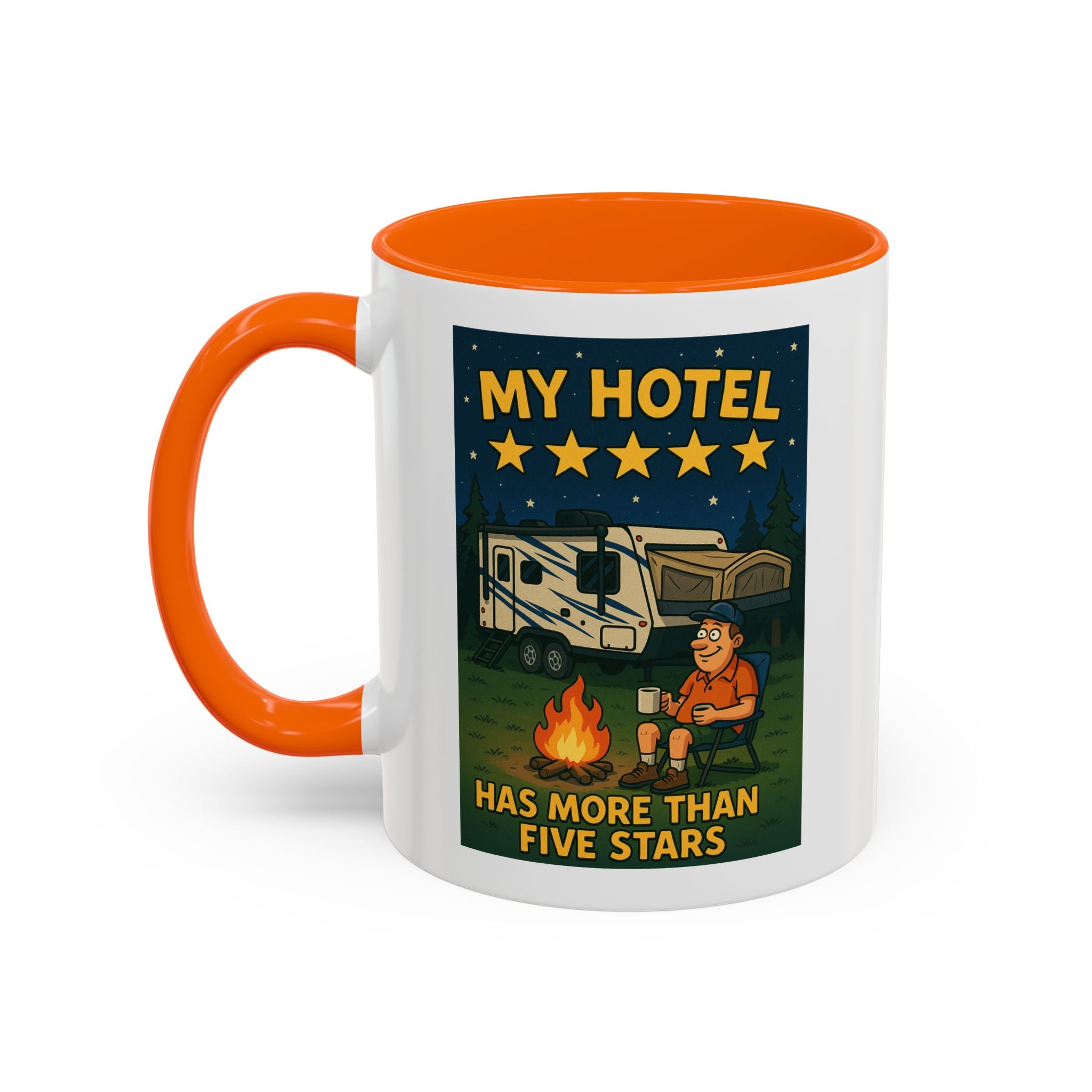 Camping-Themed Accent Coffee Mug | Perfect for RV Lovers, Campers, Travelers, Cozy Nights, Outdoor Adventures, Unique Gift Ideas