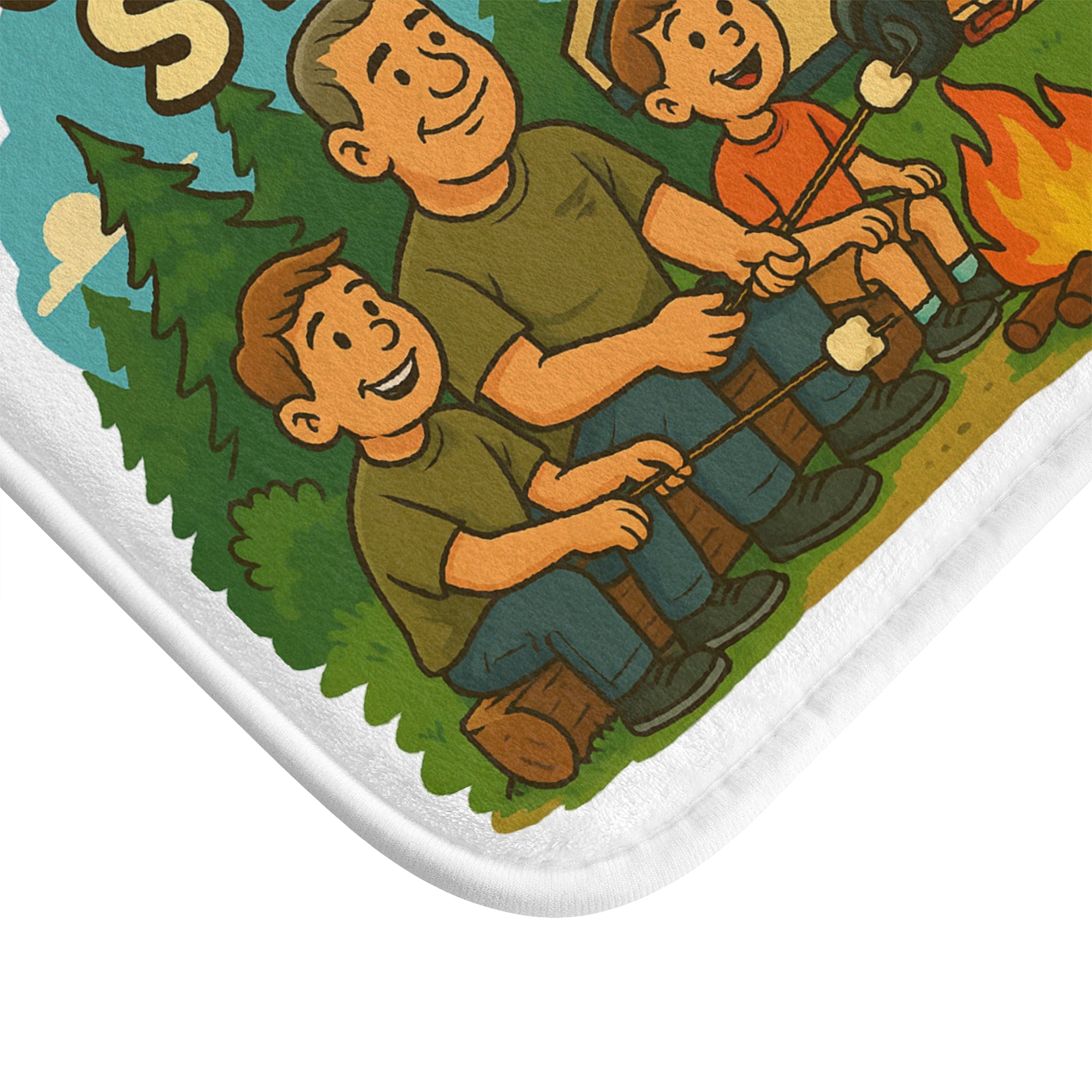 Camping Bath Mat - Fun Campers Design, Outdoor Decor, S'mores Lovers Gift, Bathroom Accessory, Family Camping Theme