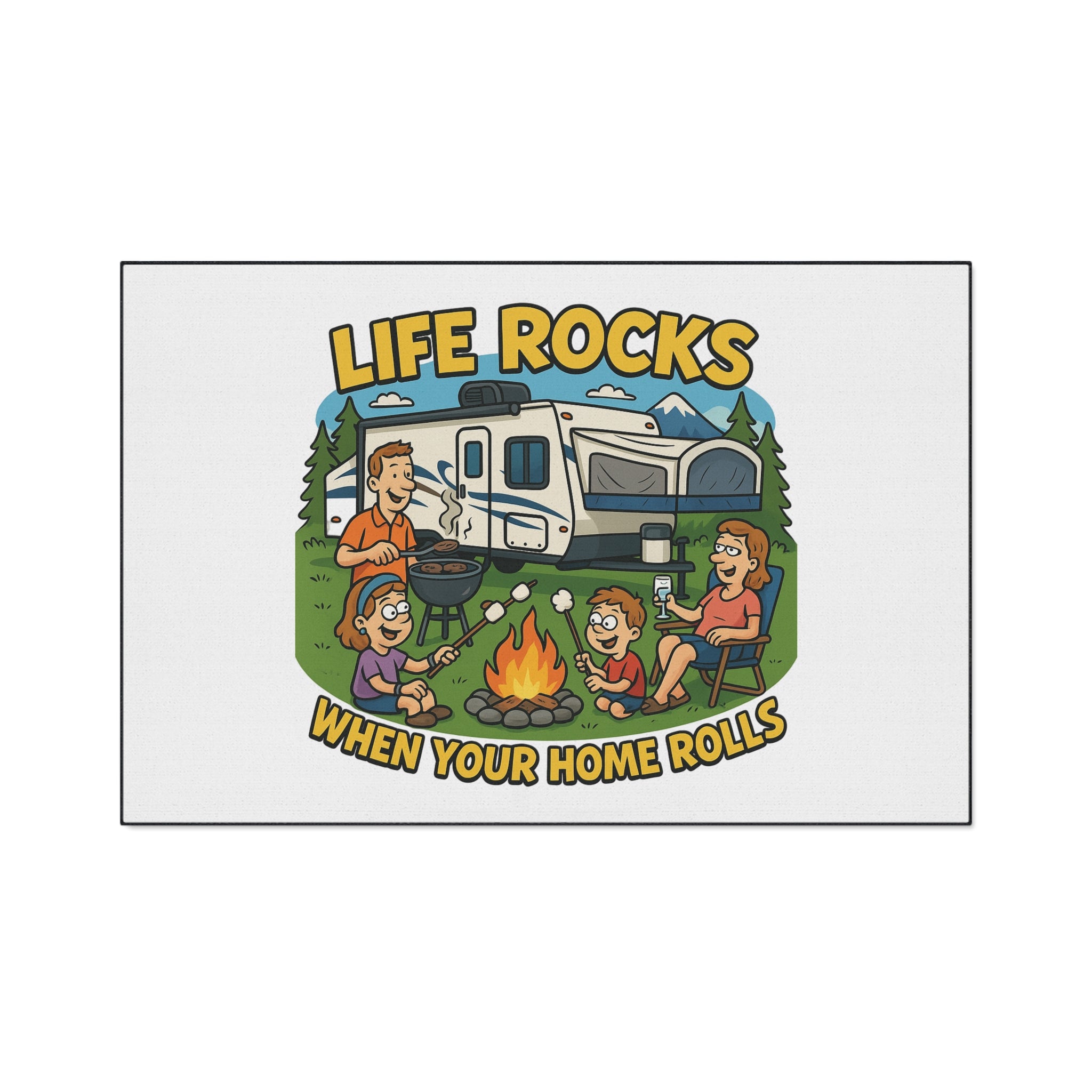 Stylish Camping Floor Mat - 'Life Rocks When Your Home Rolls' Cozy Outdoor Rug, RV Decor, Family Gathering Pad, Campfire Mat, Fun [...]