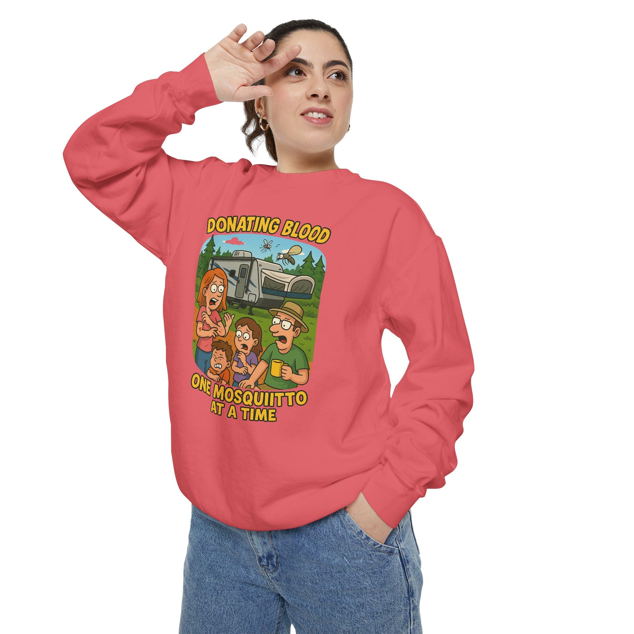 Unisex Garment-Dyed Sweatshirt - Donating Blood One Mosquito at a Time