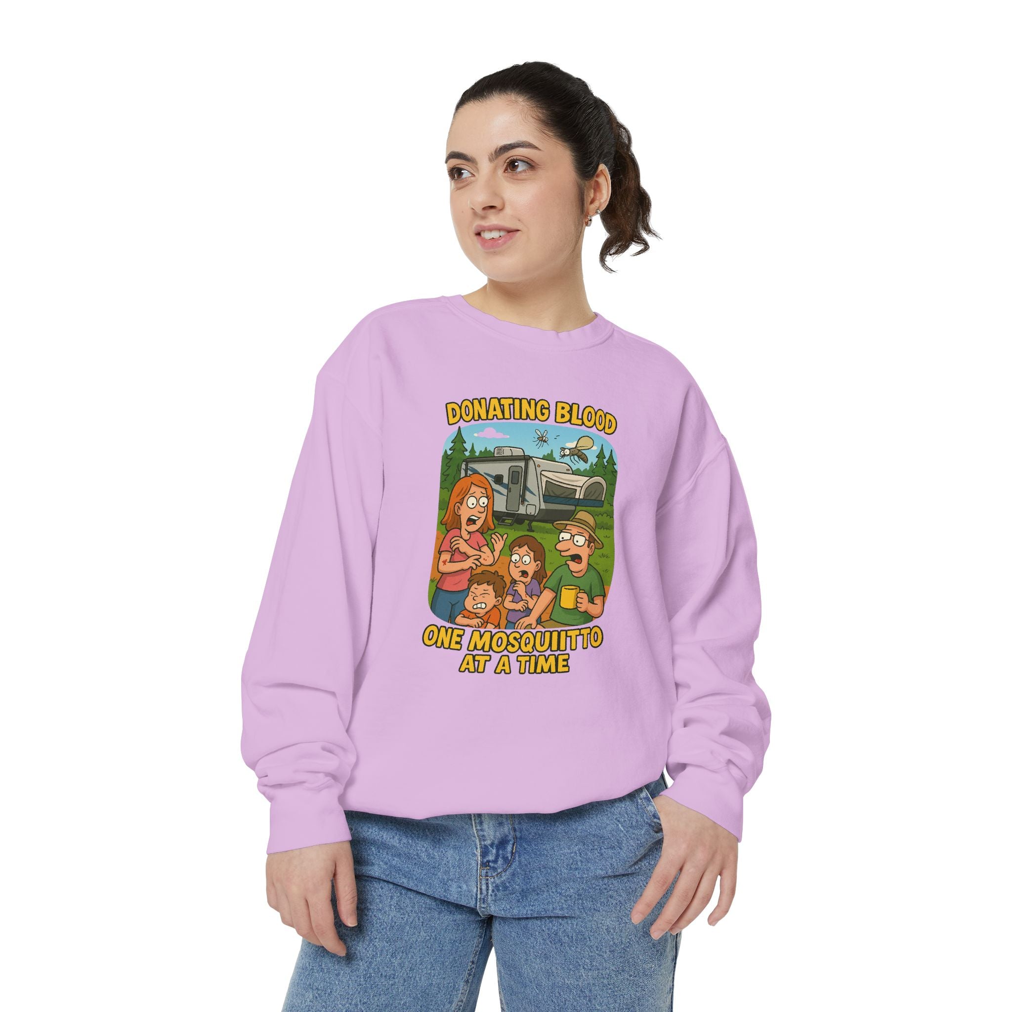 Unisex Garment-Dyed Sweatshirt - Donating Blood One Mosquito at a Time