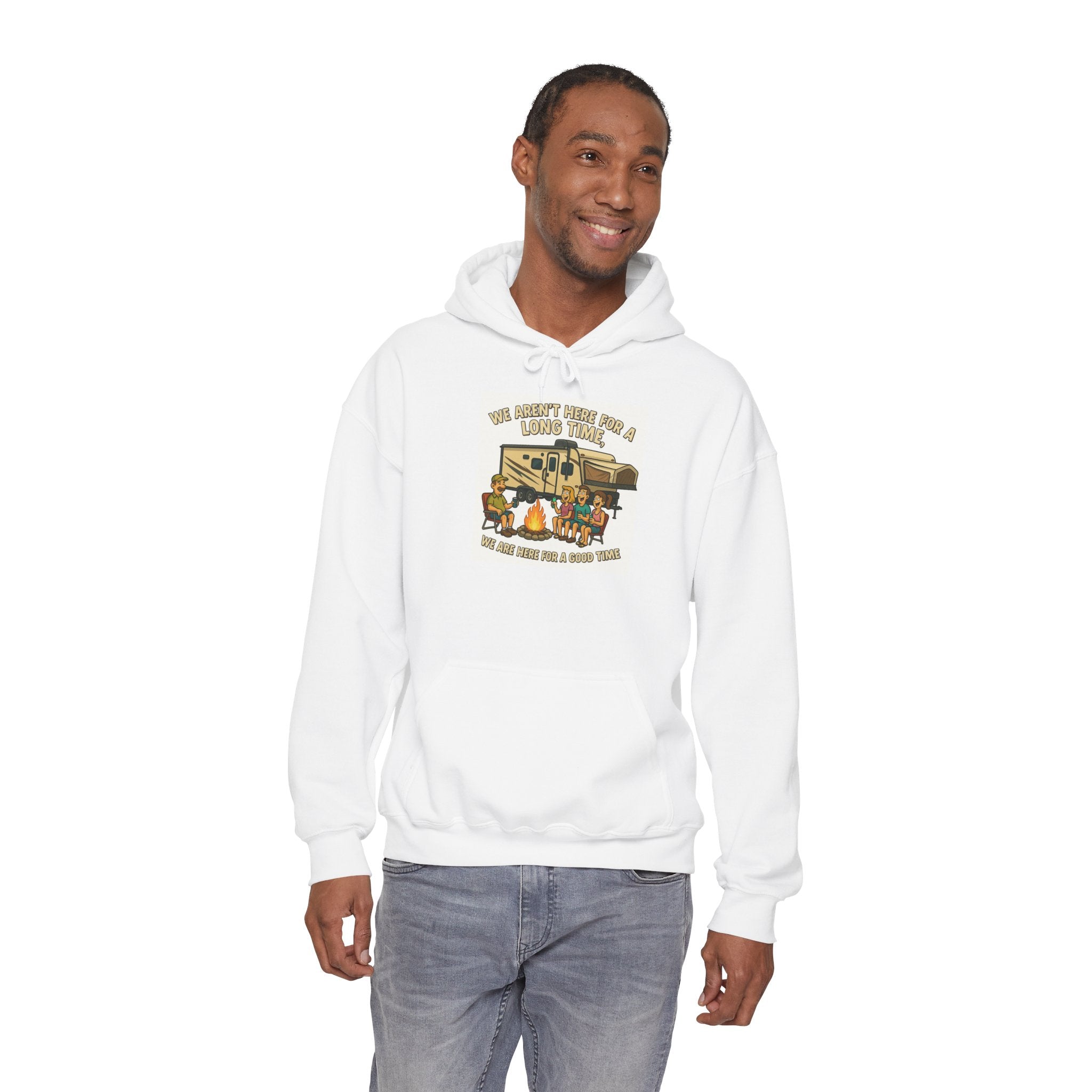 Adventure Awaits Graphic Hoodie - We aren't here for a long time, we are here for a good time