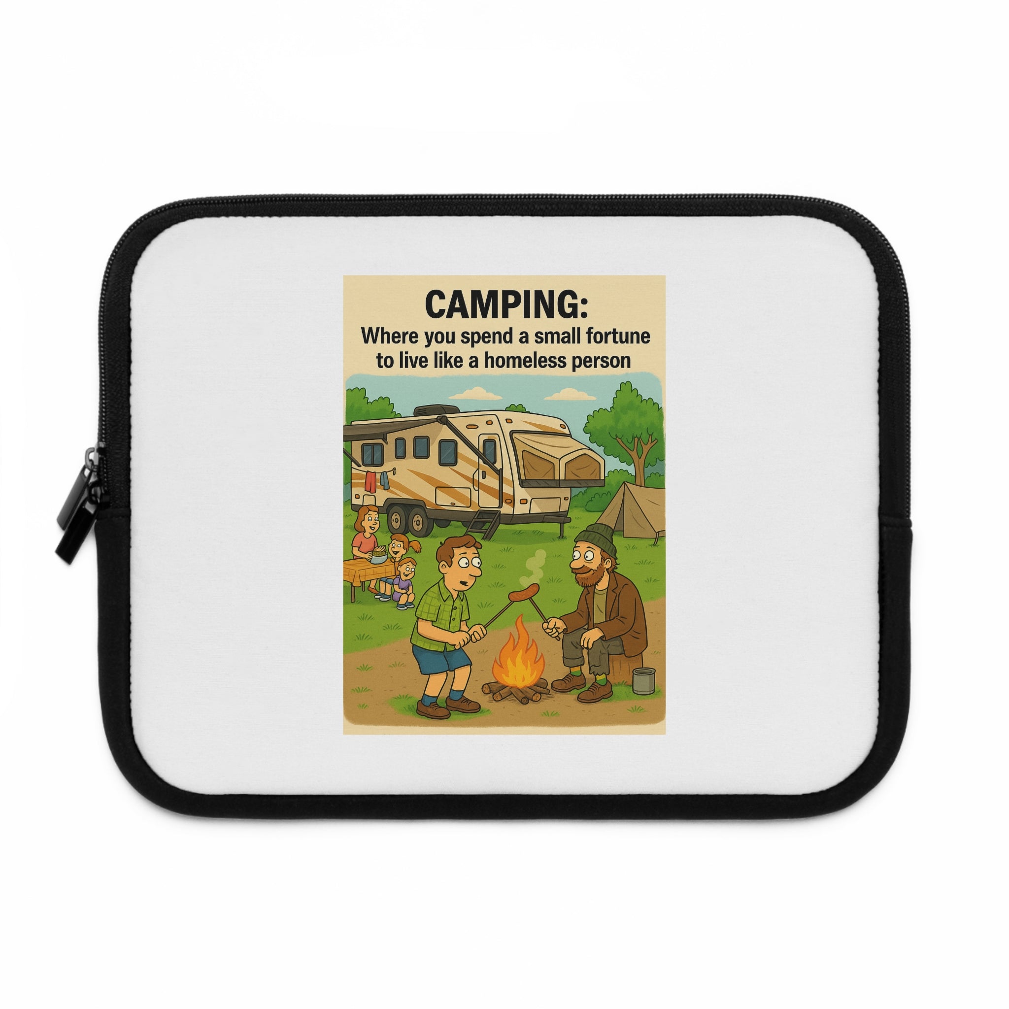 Camping Adventure Laptop Sleeve - Fun Outdoor Design, Computer Case for Nature Lovers, Gift for Campers, Unique Accessories