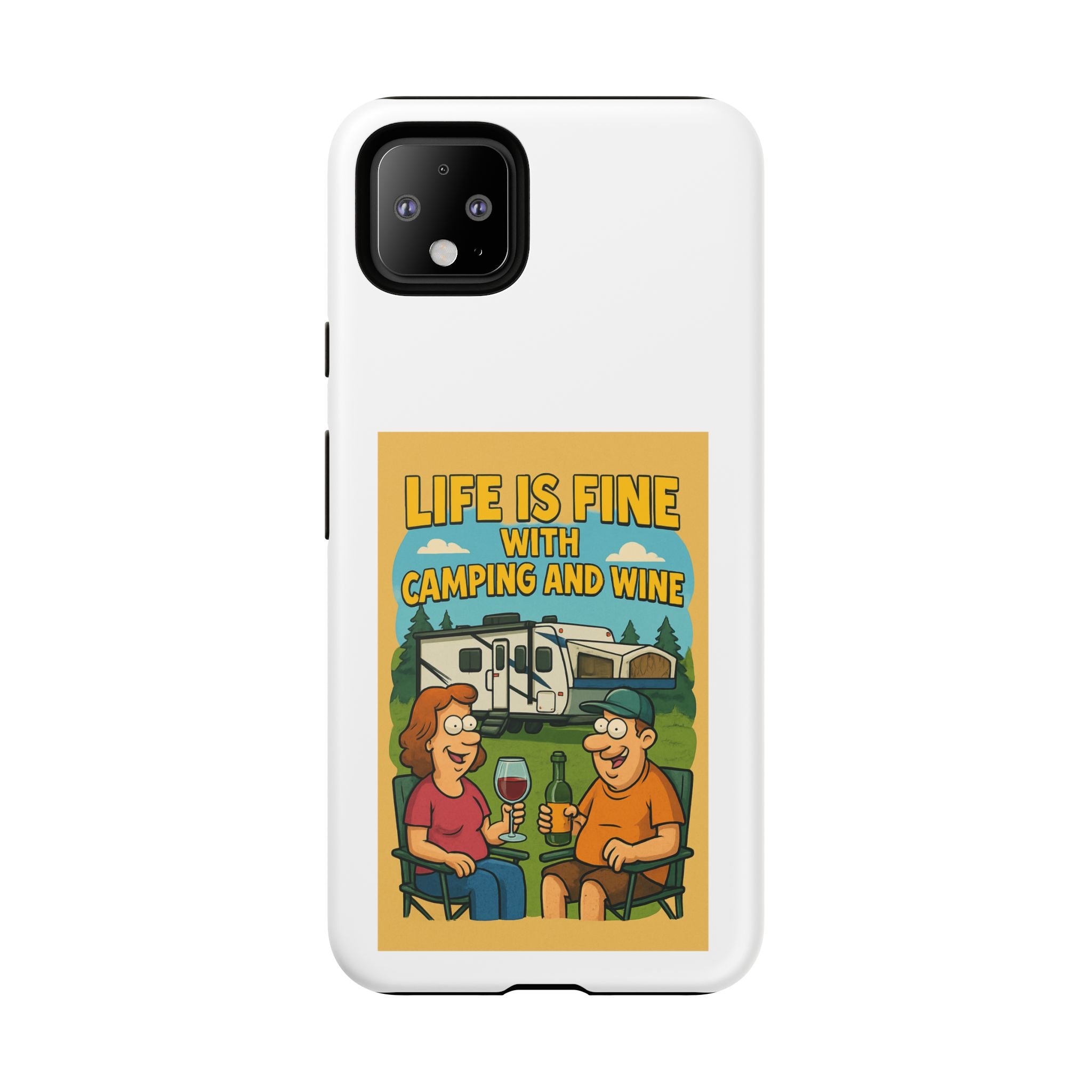 Camping & Wine Phone Case, Outdoor Adventure Accessory, Fun Gift for Campers, Summer Travel Essential, RV Lover Present