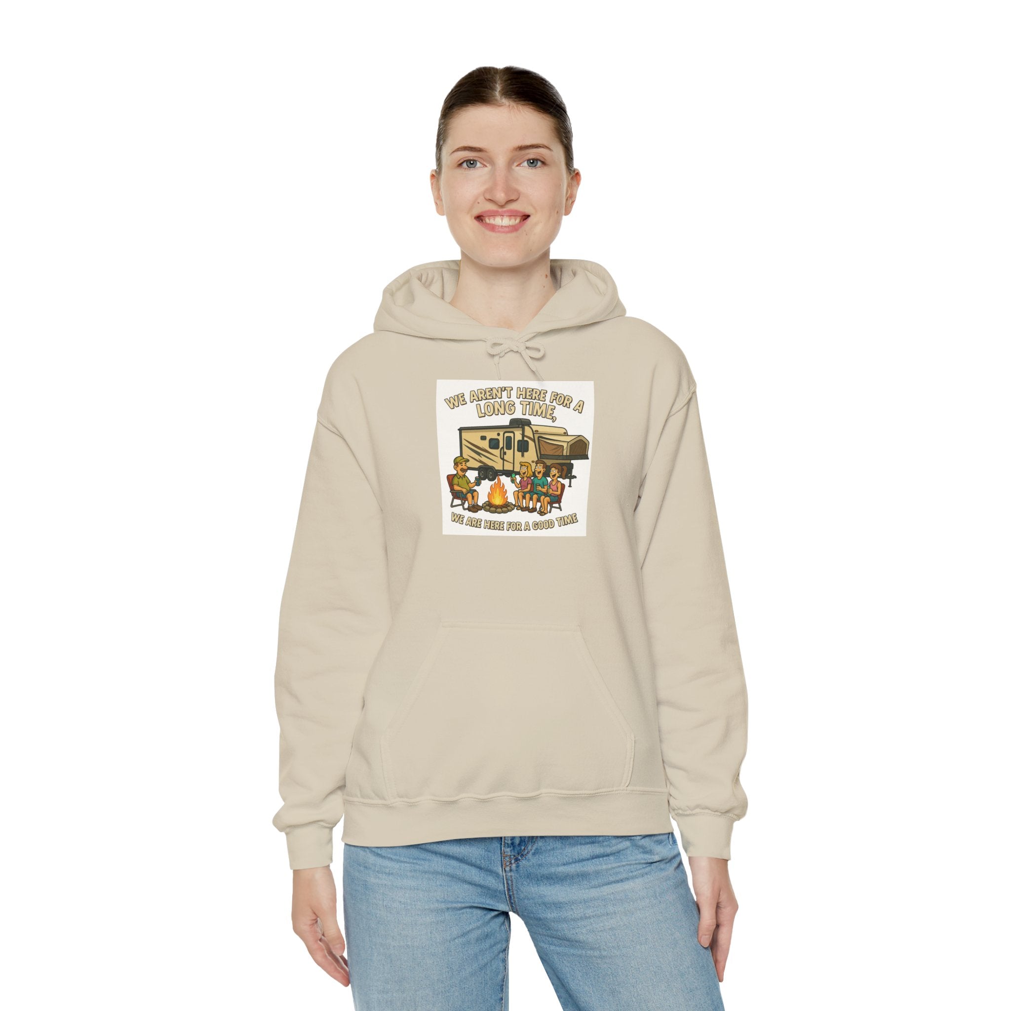 Adventure Awaits Graphic Hoodie - We aren't here for a long time, we are here for a good time