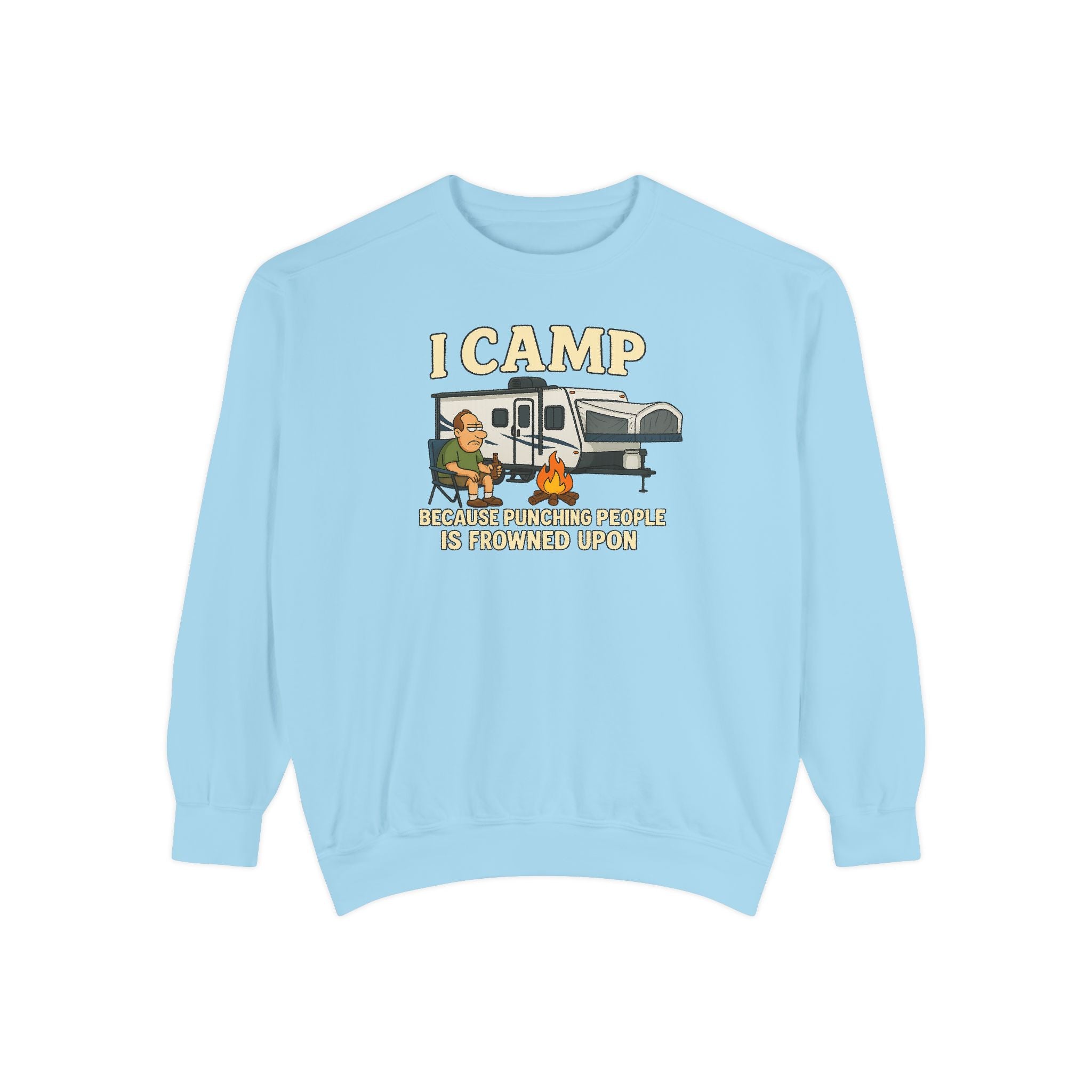 I Camp Unisex Garment-Dyed Sweatshirt - Cozy Camping Apparel for Outdoor Lovers