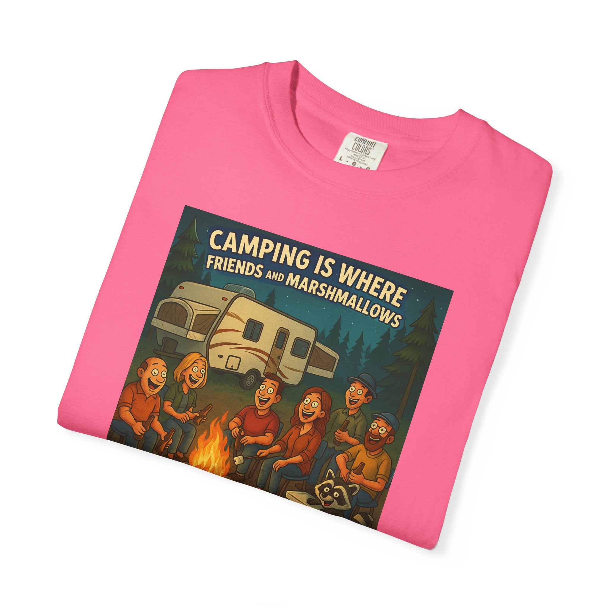 Camping T-Shirt: Get Toasted with Friends, Unisex Garment-Dyed Tee, Outdoor Adventure Shirt, Camping Gift, Summer BBQ Shirt, Family [...]