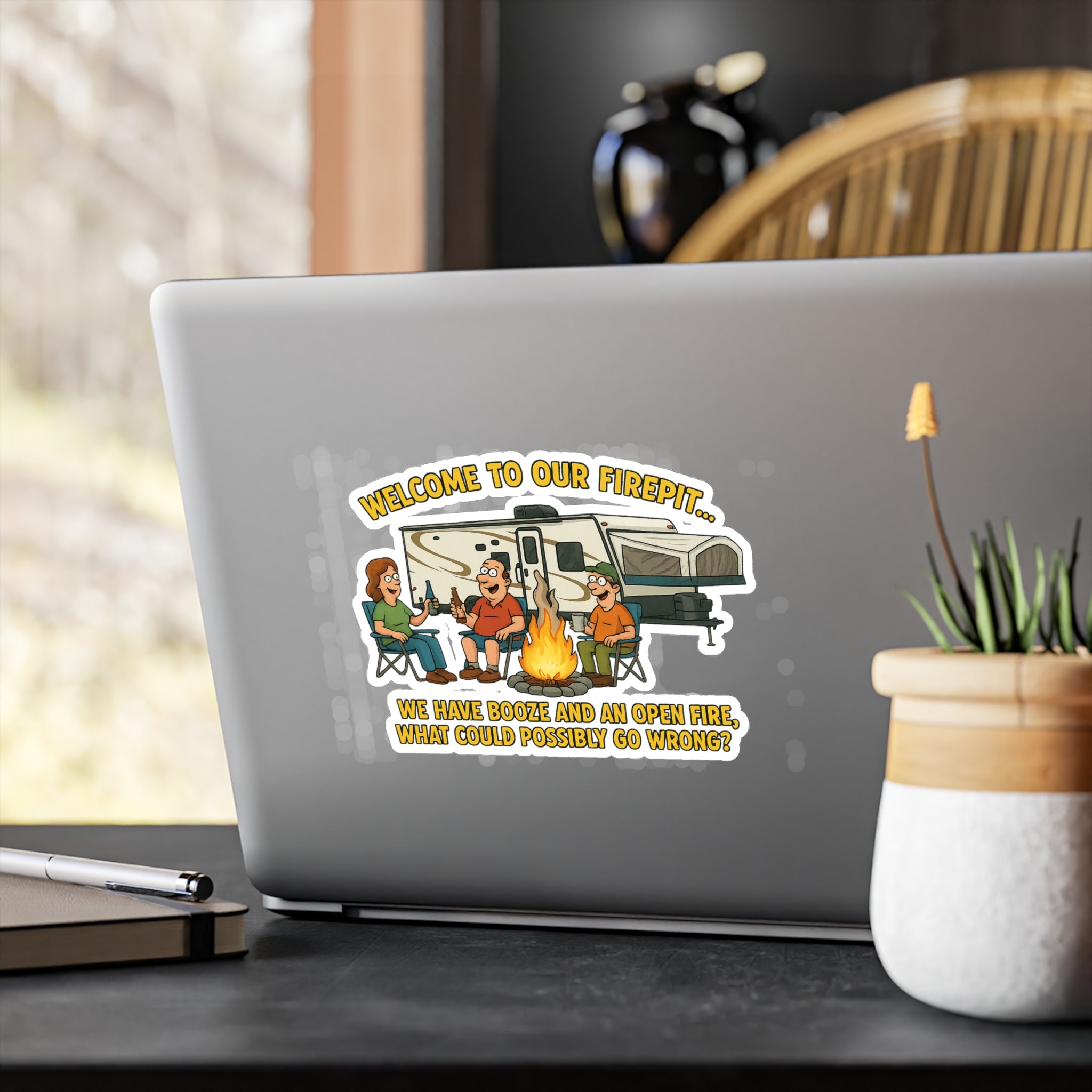 Cozy Campfire Vinyl Decal - Perfect for Outdoor Lovers, Stickers for Campers, Home Decor, Fun Gifts, Festivals